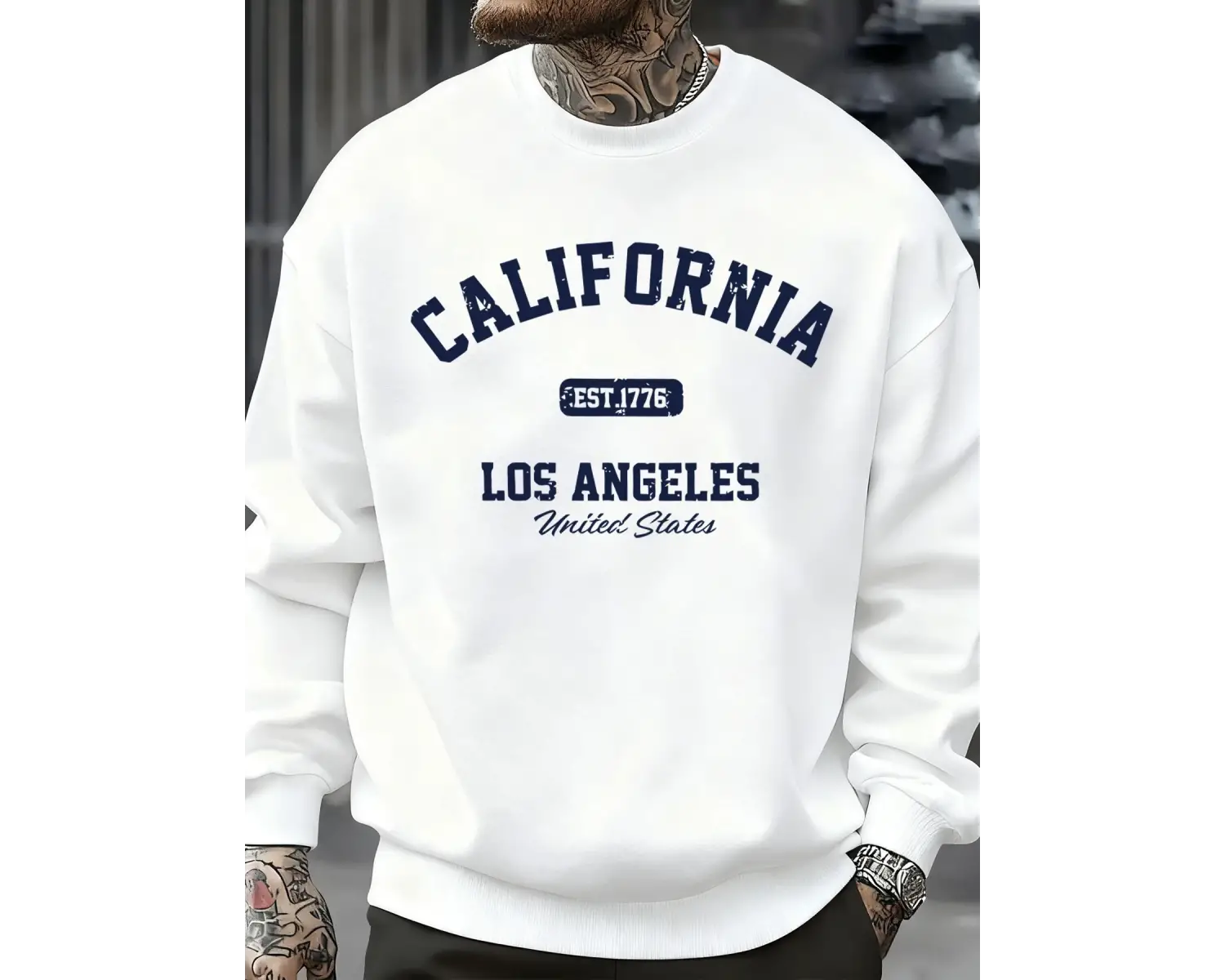 Kaliforniya Los Angeles Baskılı Sweatshirt Erkek Sokak Modası Spor Tişörtü Sonbahar Büyük Bed