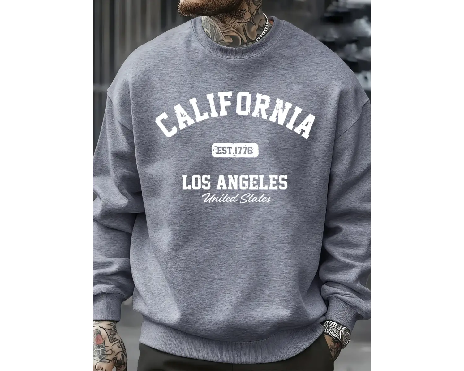 Kaliforniya Los Angeles Baskılı Sweatshirt Erkek Sokak Modası Spor Tişörtü Sonbahar Büyük Bed
