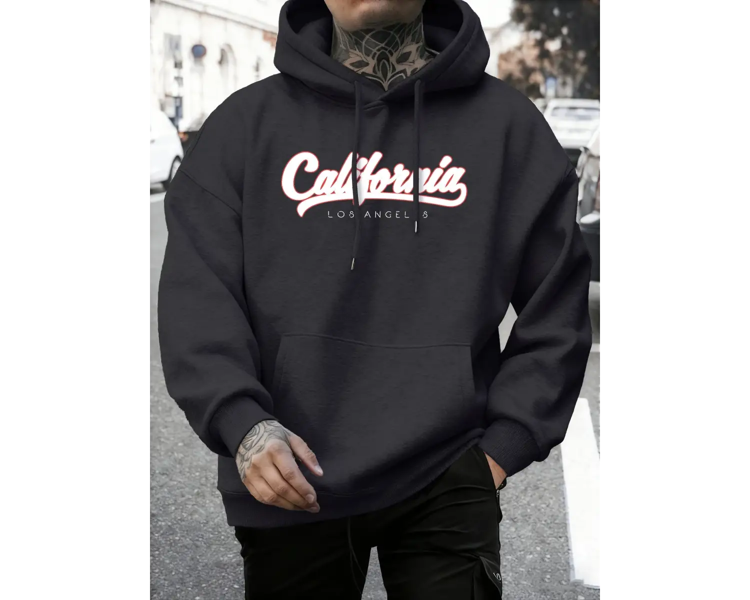 Kaliforniya Los Angeles Mektup Baskıları Sonbahar Rahat Kapüşonlu Üst Erkek Uzun Kollu Sıcak