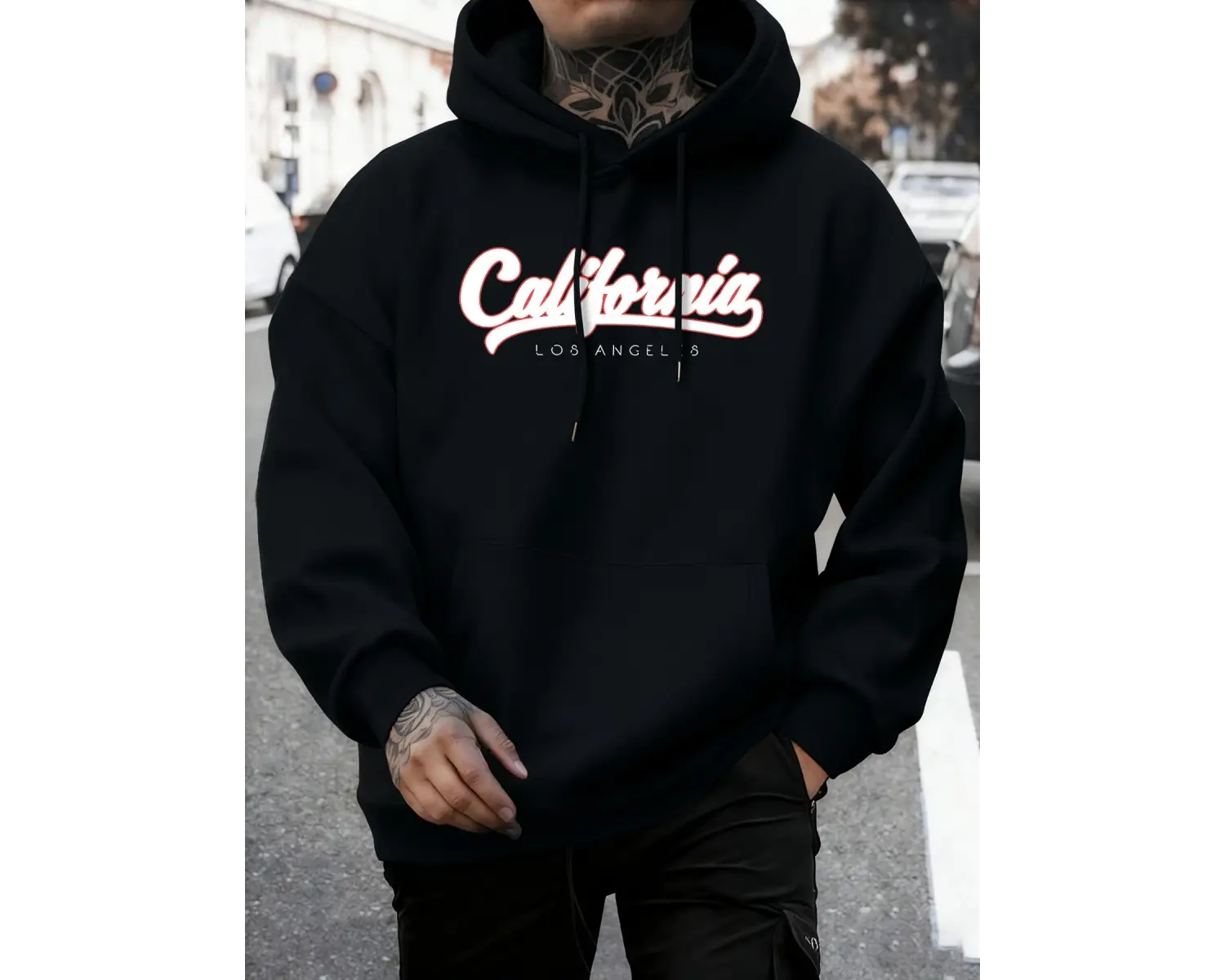 Kaliforniya Los Angeles Mektup Baskıları Sonbahar Rahat Kapüşonlu Üst Erkek Uzun Kollu Sıcak