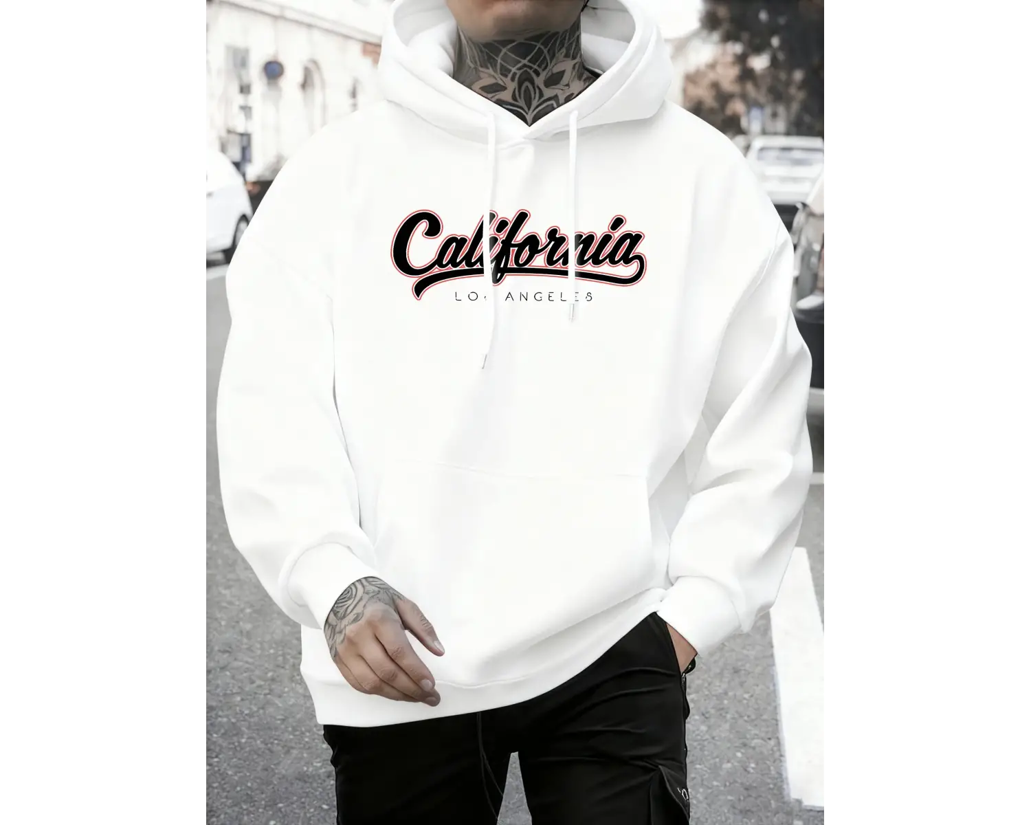 Kaliforniya Los Angeles Mektup Baskıları Sonbahar Rahat Kapüşonlu Üst Erkek Uzun Kollu Sıcak
