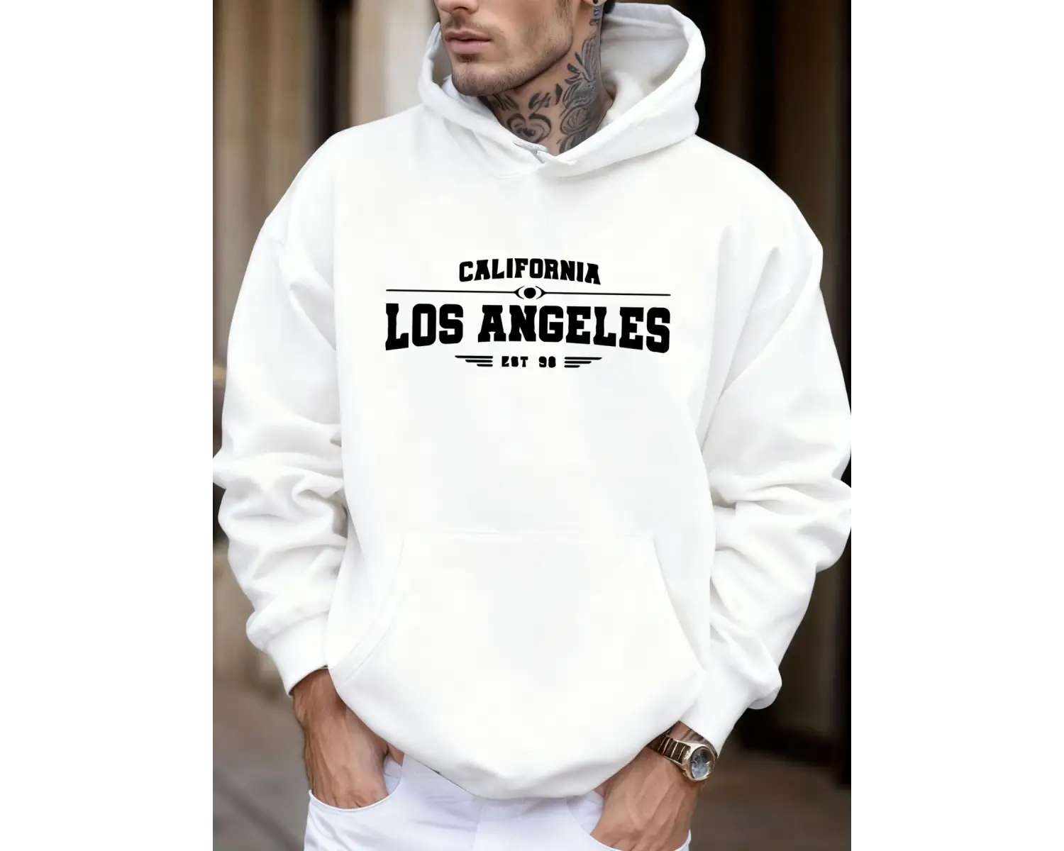 Kaliforniya Los Angeles Sanatsal Mektup Baskı Erkekler Sonbahar Polar Yumuşak Eşofman Moda Ra