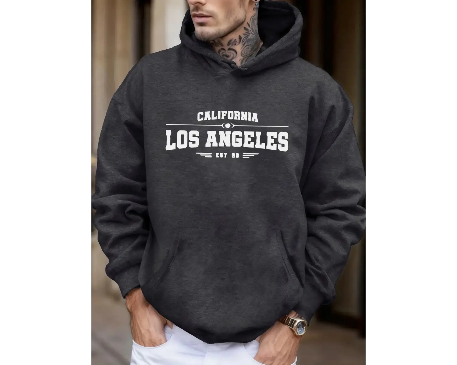 Kaliforniya Los Angeles Sanatsal Mektup Baskı Erkekler Sonbahar Polar Yumuşak Eşofman Moda Ra