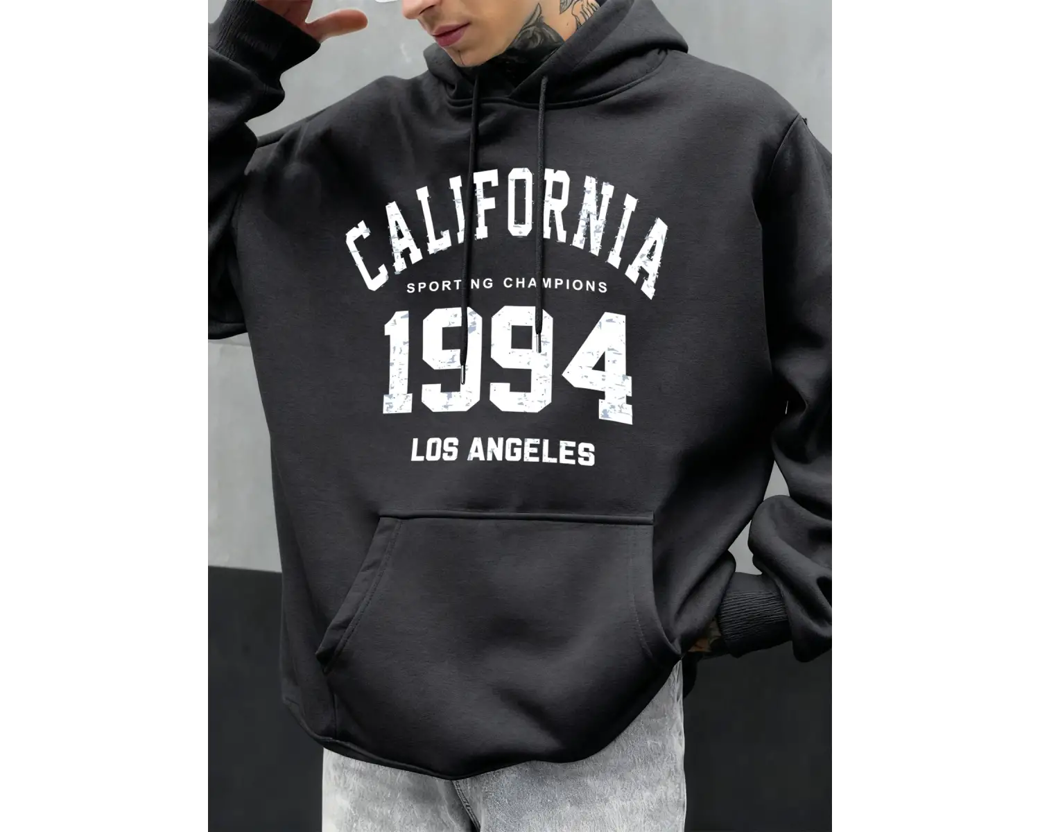 Kaliforniya mektubu 1994 baskılar Hoodies erkekler sonbahar moda cep Hoody rahat polar street