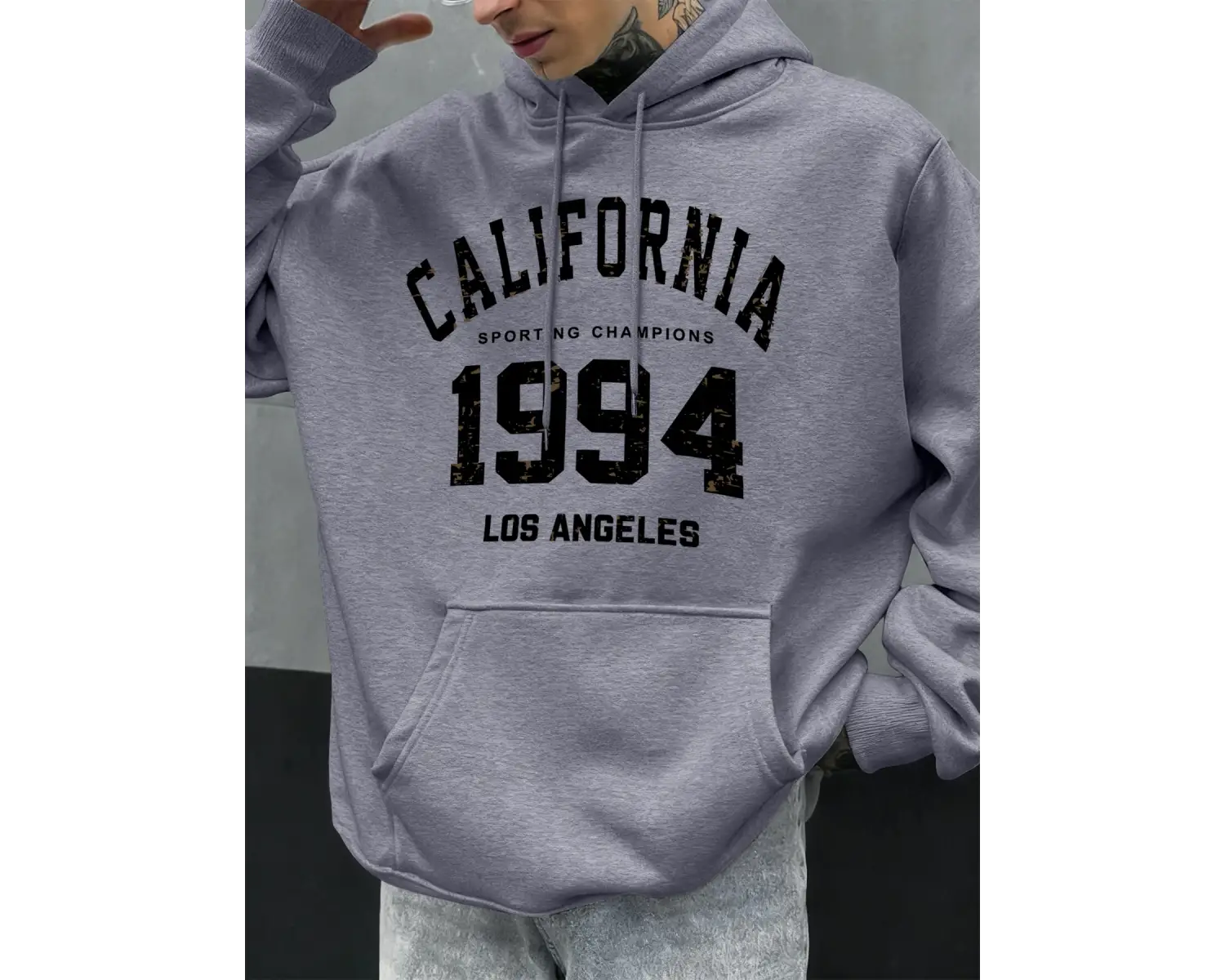 Kaliforniya mektubu 1994 baskılar Hoodies erkekler sonbahar moda cep Hoody rahat polar street