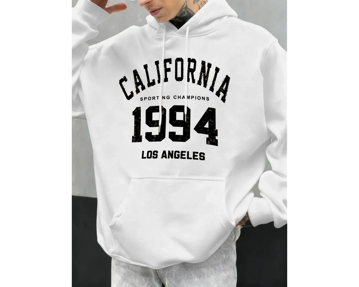 Kaliforniya mektubu 1994 baskılar Hoodies erkekler sonbahar moda cep Hoody rahat polar street