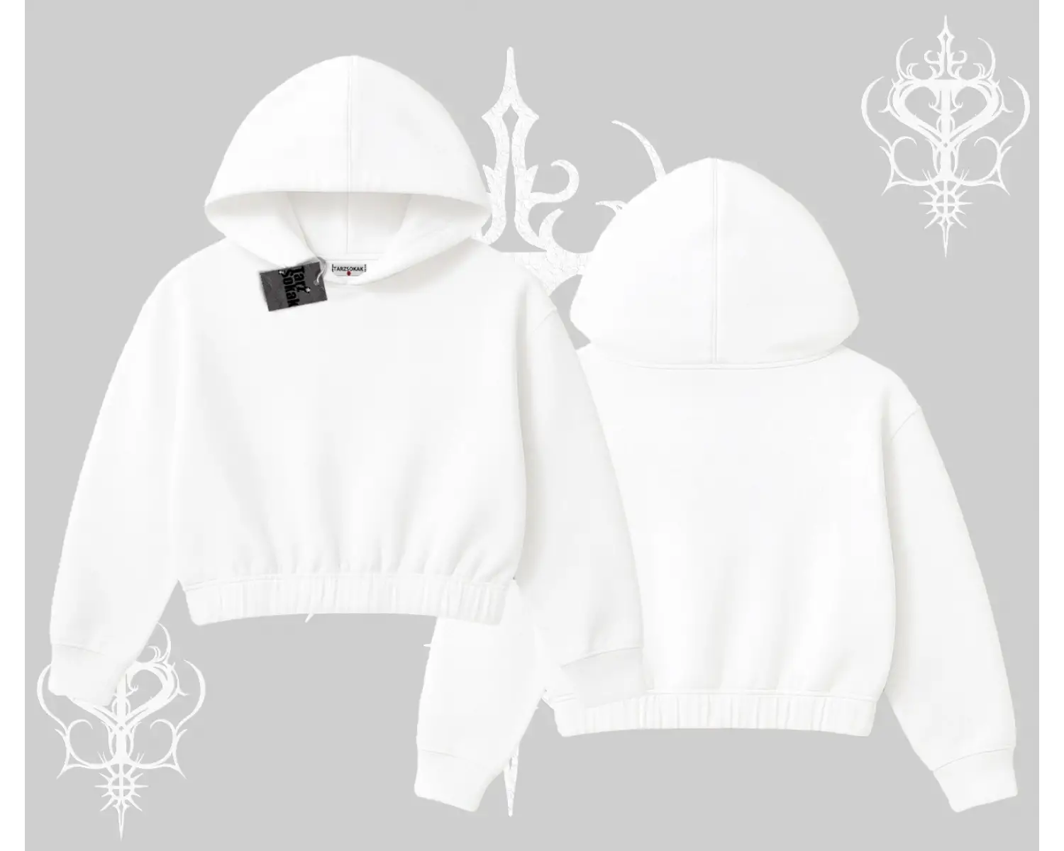 KALİTELİ Crop Kapşonlu