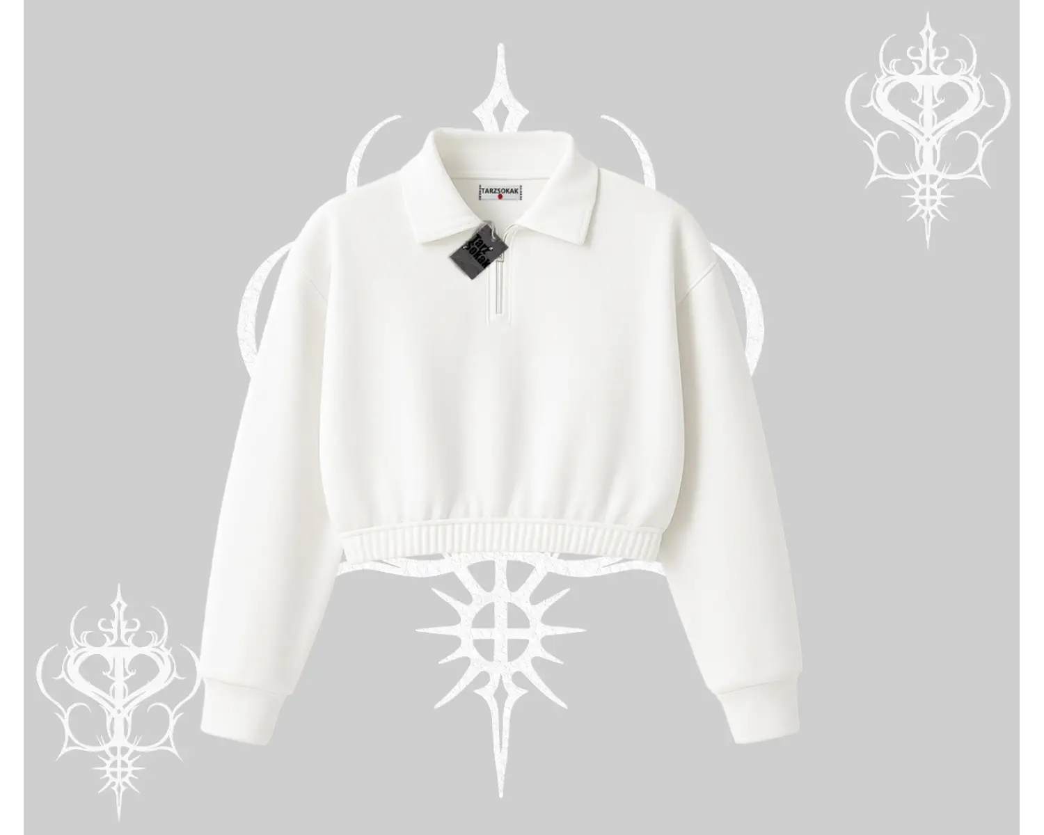 KALİTELİ Crop Yarım Fermuarlı