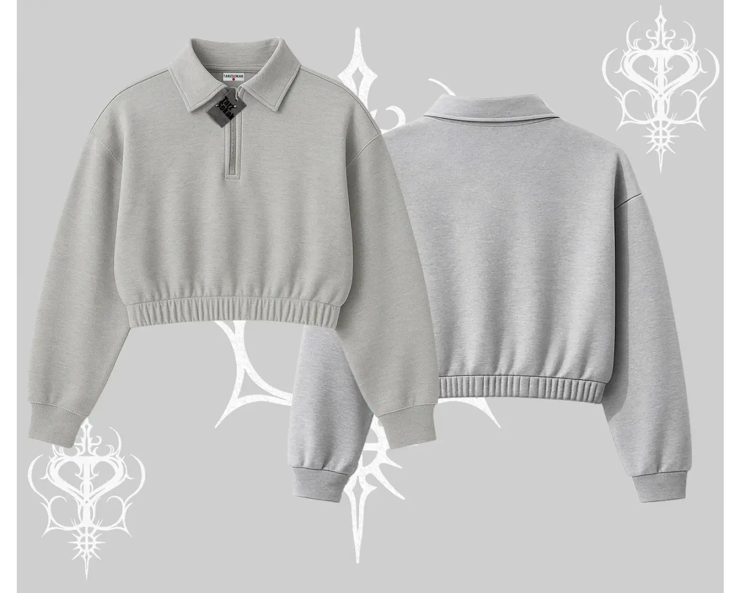 KALİTELİ Crop Yarım Fermuarlı