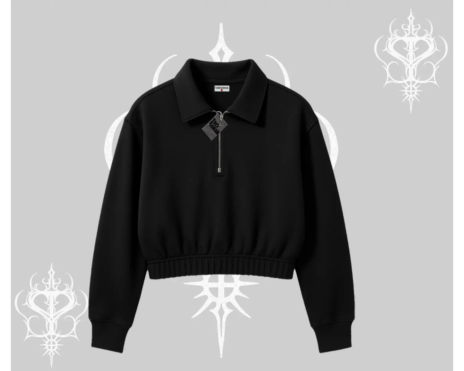 KALİTELİ Crop Yarım Fermuarlı