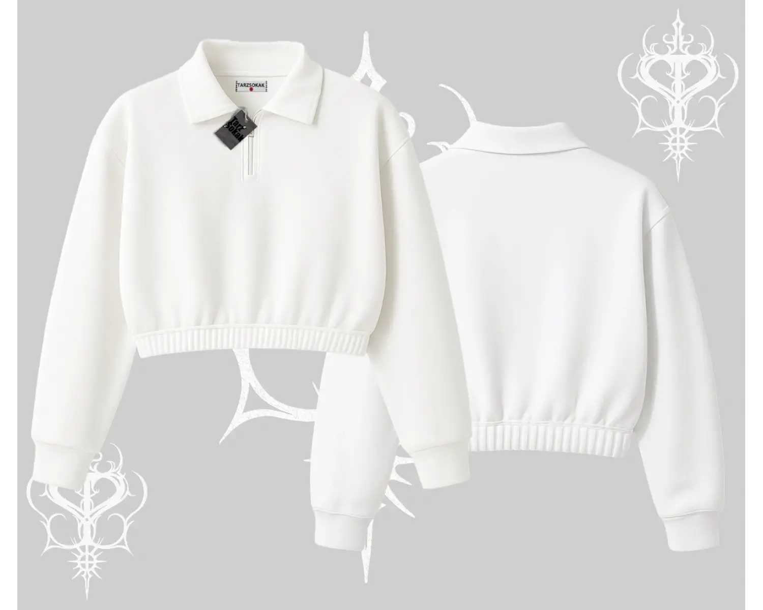 KALİTELİ Crop Yarım Fermuarlı