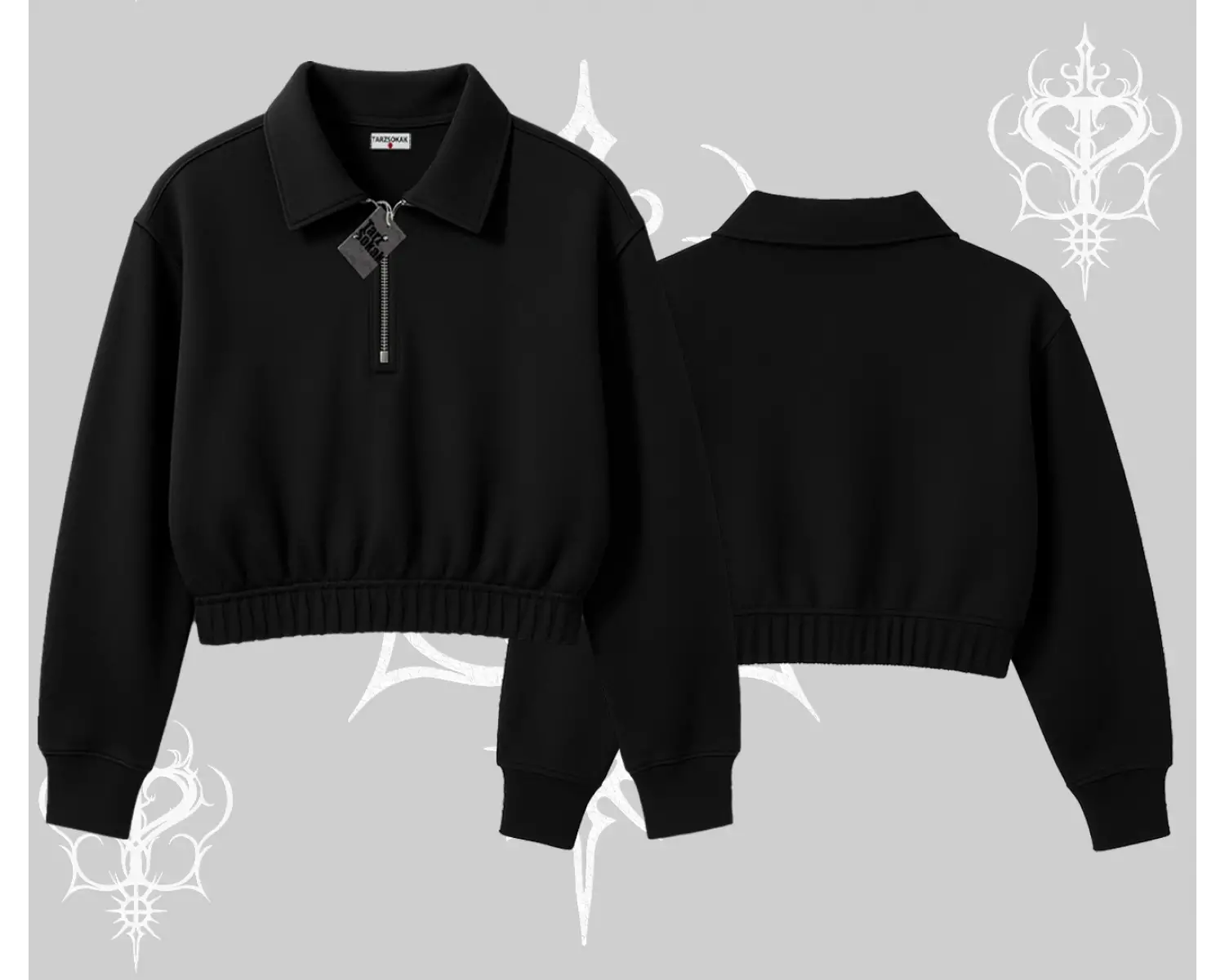 KALİTELİ Crop Yarım Fermuarlı