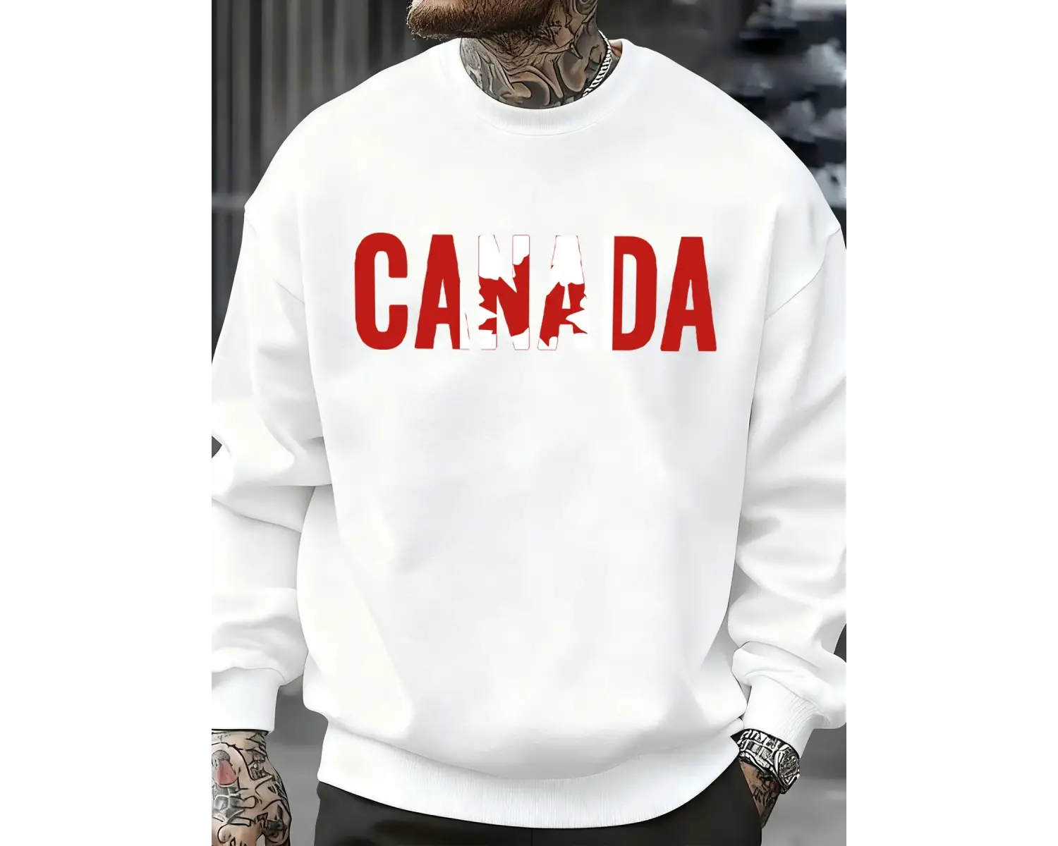 Kanada Akçaağaç Yaprağı Tasarım Kazak Erkek Polar Sıcak Spor Giyim Bisiklet Yaka Rahat Kazakl