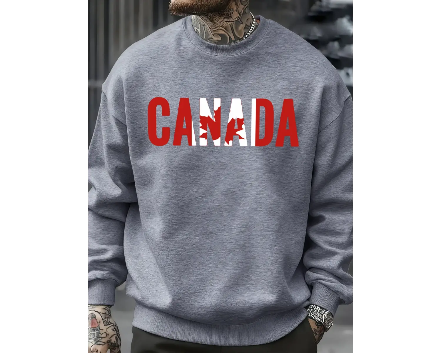 Kanada Akçaağaç Yaprağı Tasarım Kazak Erkek Polar Sıcak Spor Giyim Bisiklet Yaka Rahat Kazakl