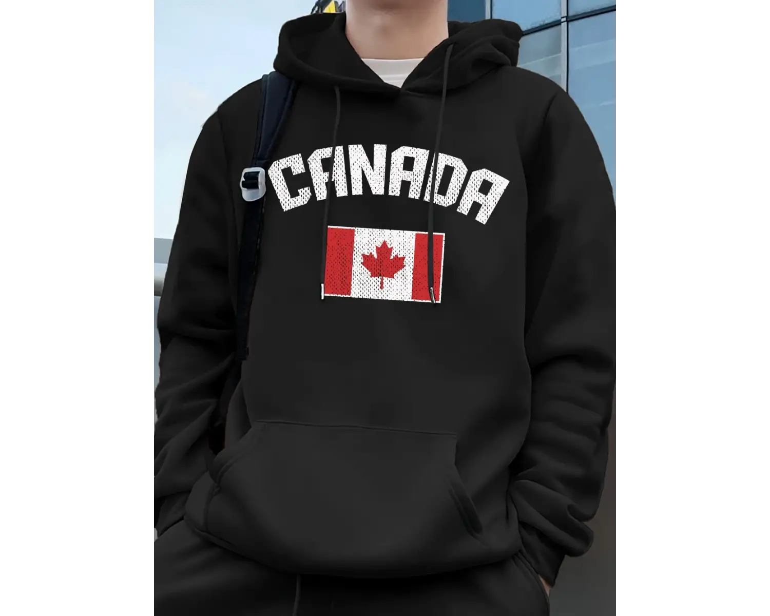 Kanada Bayrağı Mektup Baskı Kapüşonlular Erkekler Kış Polar Sıcak Tişörtü Koşu Cep Kazak Spor