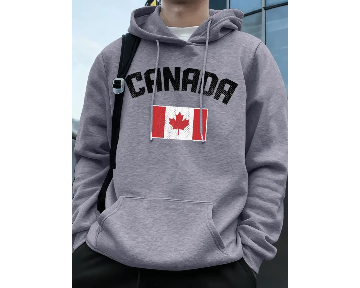 Kanada Bayrağı Mektup Baskı Kapüşonlular Erkekler Kış Polar Sıcak Tişörtü Koşu Cep Kazak Spor