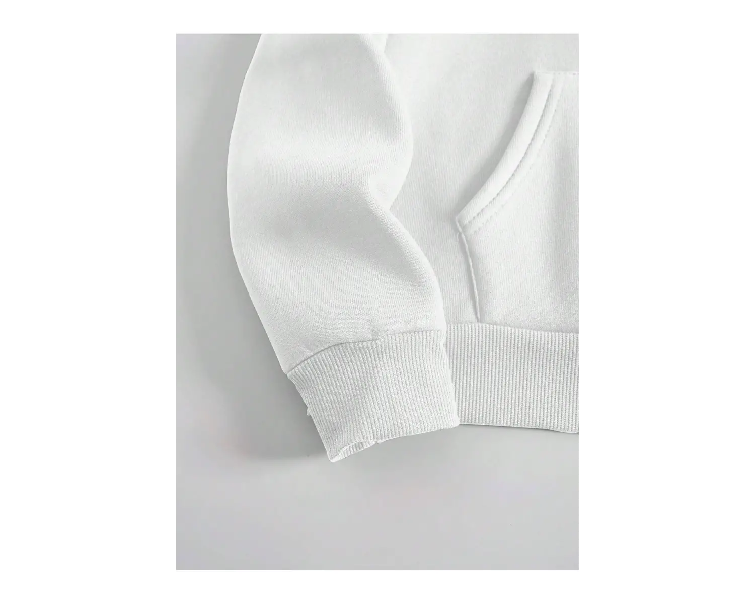 Kanguru Cepli İpli Kapşonlu Beyaz