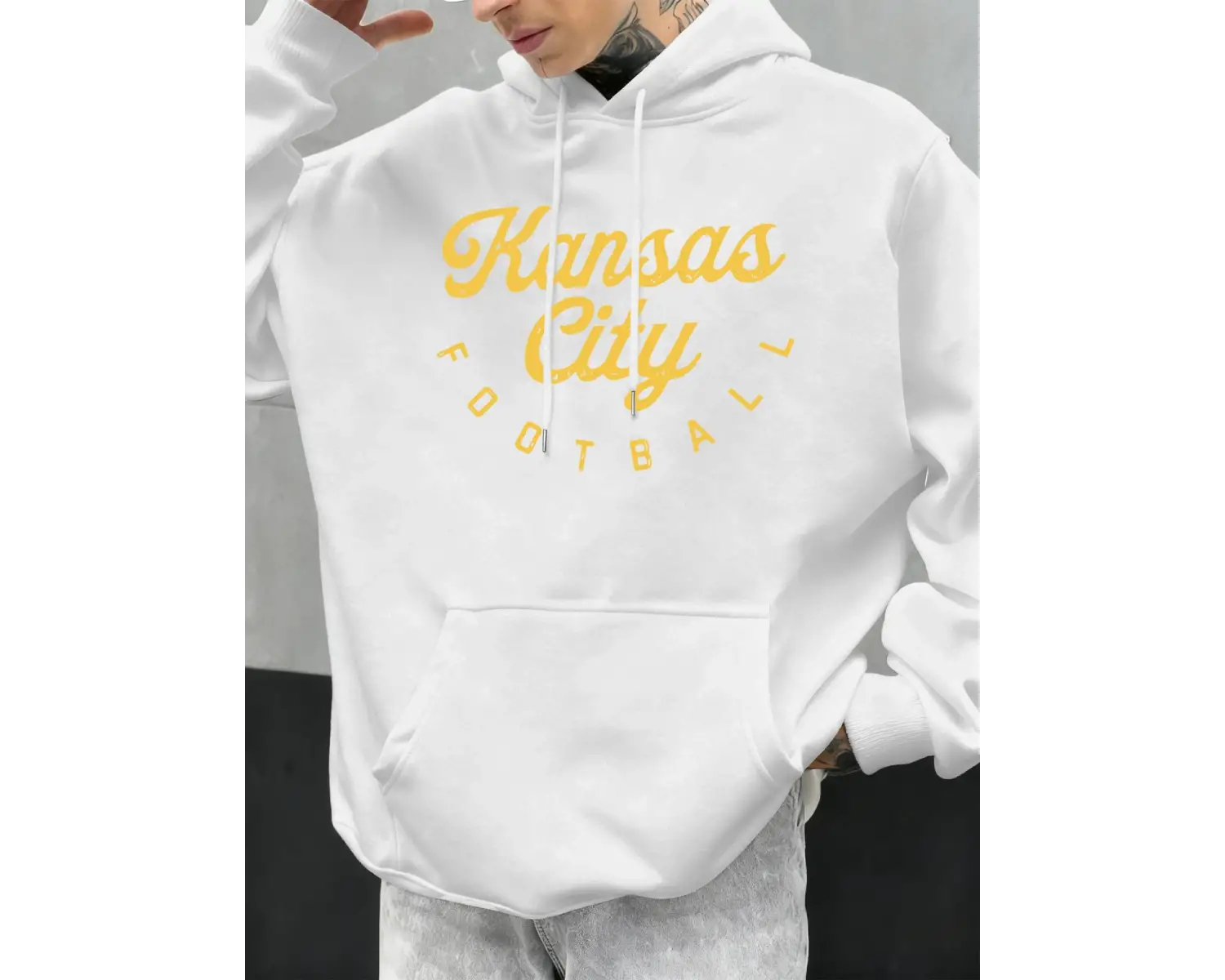 Kansas City Futbol Baskılı Sonbahar Erkekler Hoodie Rahat Çok Renkli Hoody Cep Gevşek Kapüşon