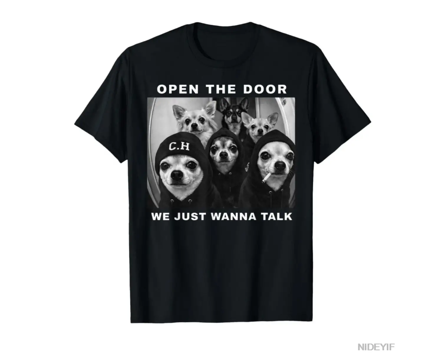 Kapıyı Açın Sadece Konuşmak İstiyorum Komik Chihuahua Köpek Meme Tişörtü Erkekler Kadınlar İç