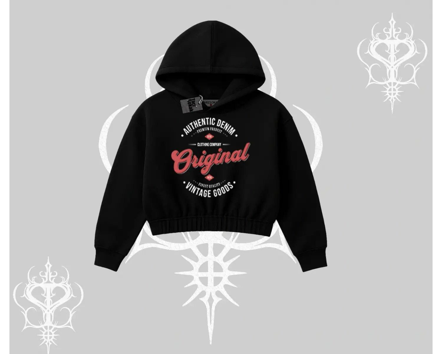 Kapşonlu Crop Sweatshirt Authentic Denim Original