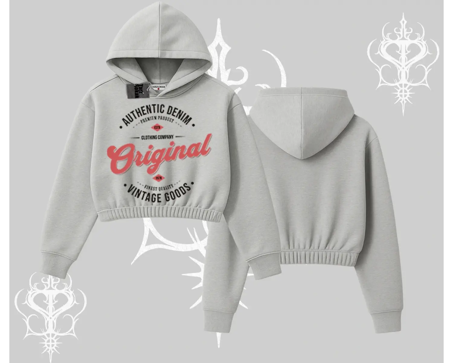 Kapşonlu Crop Sweatshirt Authentic Denim Original