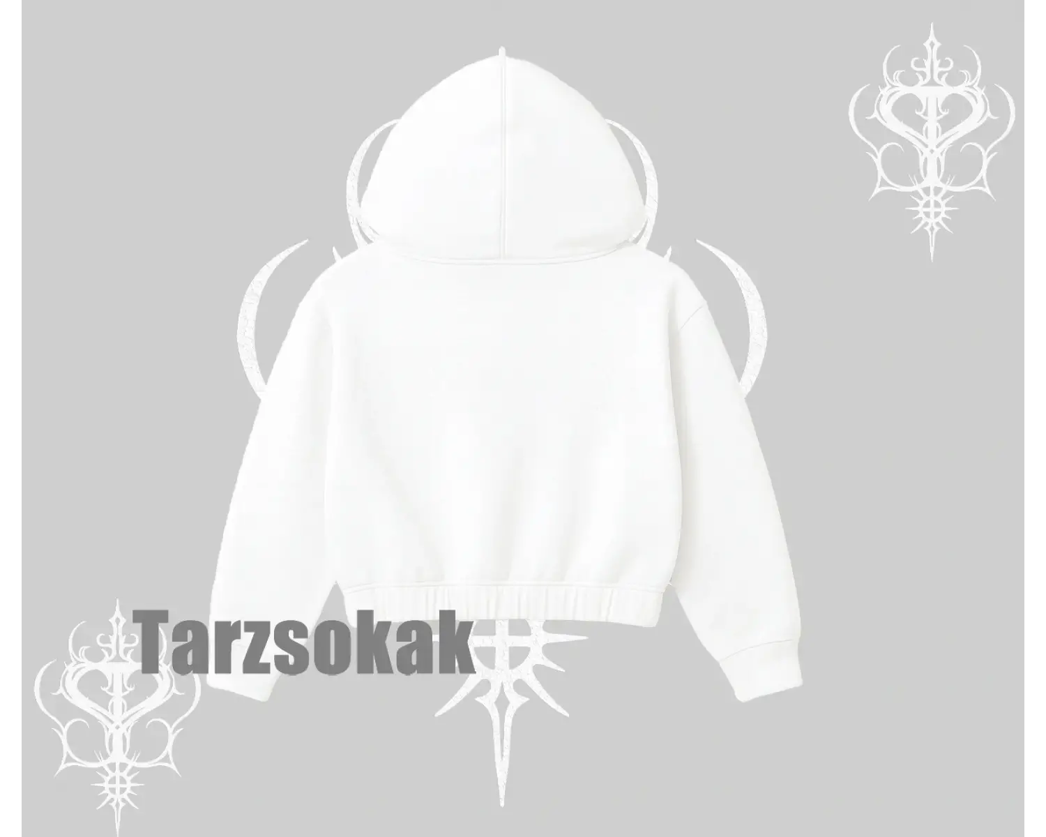 Kapşonlu Crop Sweatshirt Hard Rock Winged Guitar Rebellion