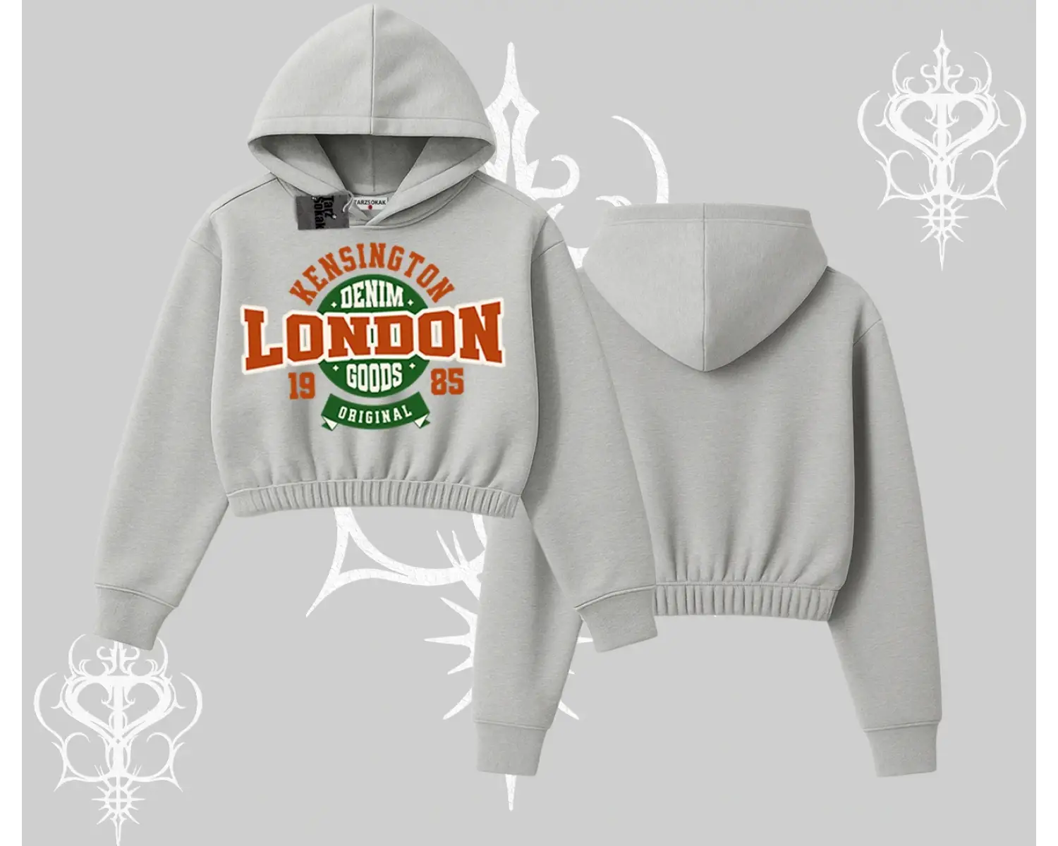 Kapşonlu Crop Sweatshirt London Denim 1985