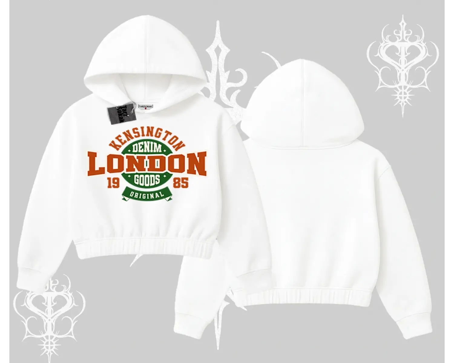 Kapşonlu Crop Sweatshirt London Denim 1985