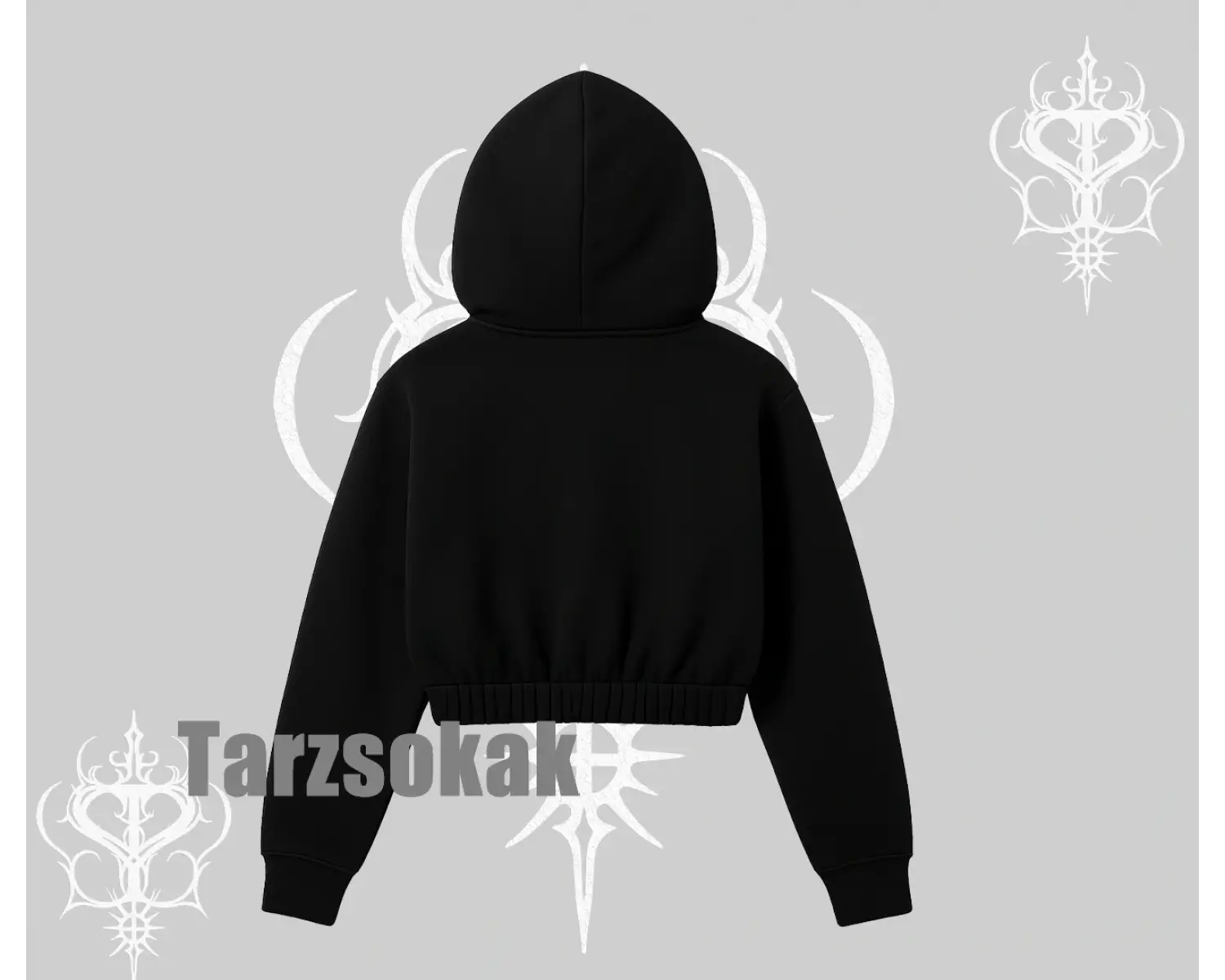 Kapşonlu Crop Sweatshirt Rebellion Skull Underground Street Legacy