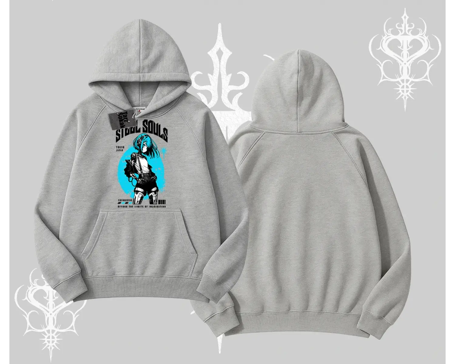 Kapşonlu Sweatshirt Anime Cyberpunk Kız Baskılı