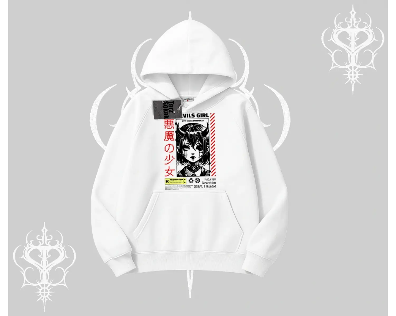 Kapşonlu Sweatshirt Anime Devils Girl Japanese Style Baskılı