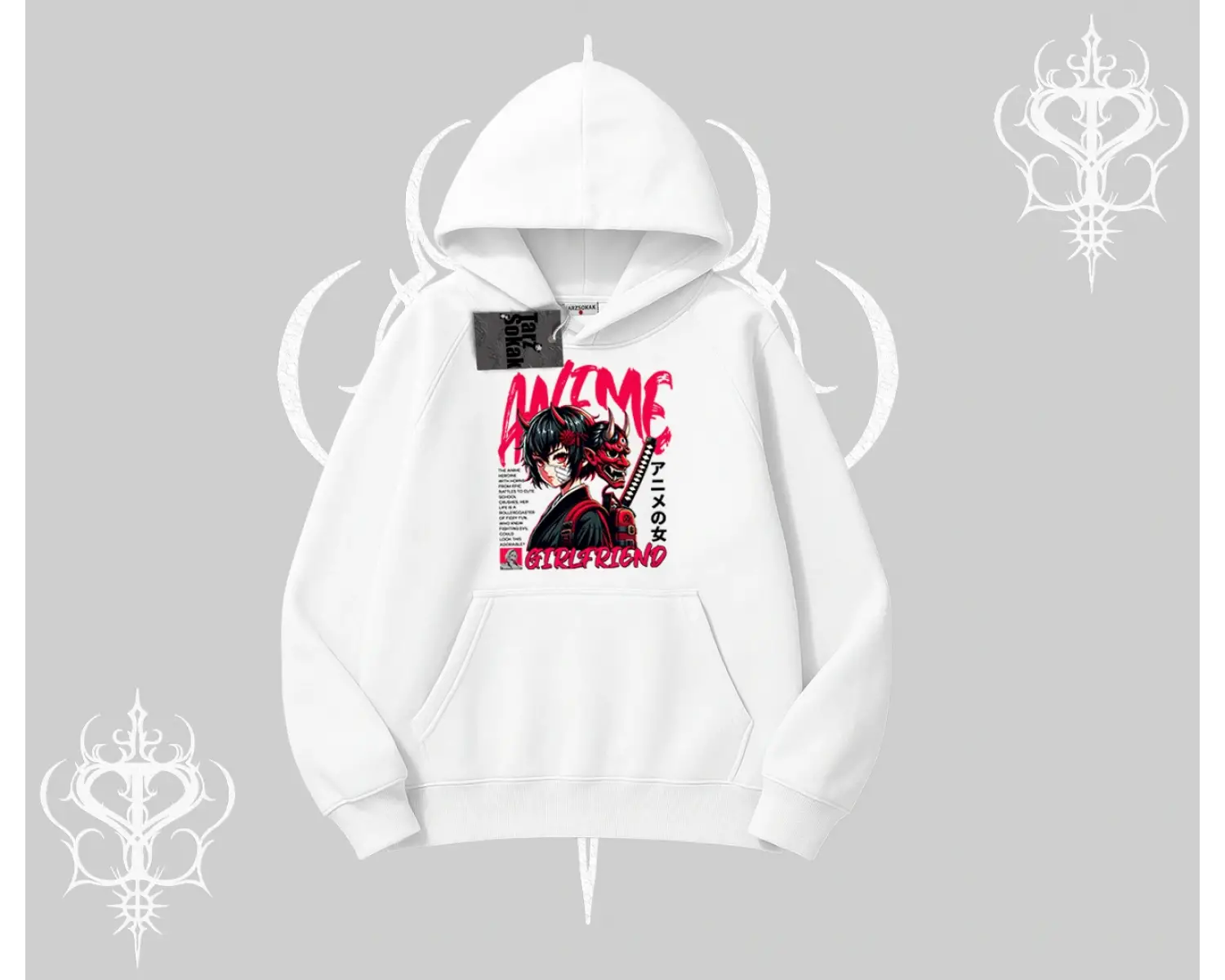 Kapşonlu Sweatshirt Anime Girlfriend Kırmızı