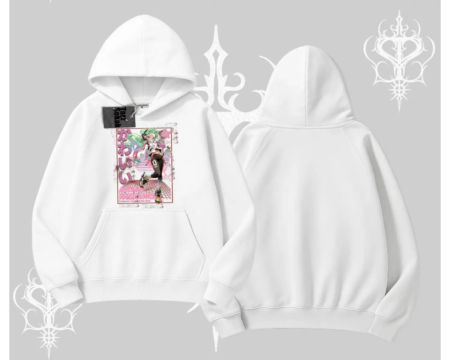 Kapşonlu Sweatshirt Anime Kawaii Japon Kız Desenli