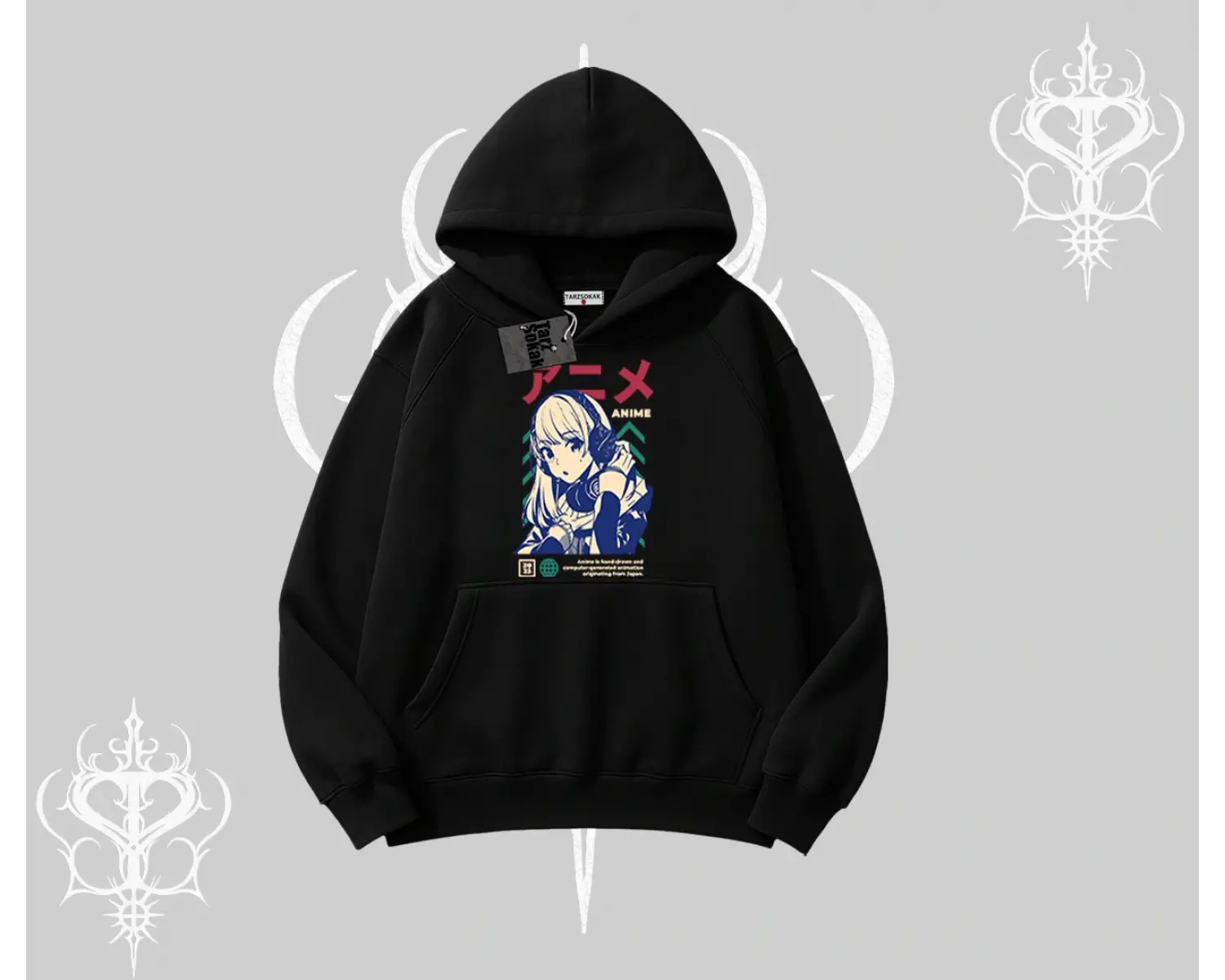 Kapşonlu Sweatshirt Anime Kız Desenli Japon Tarzı