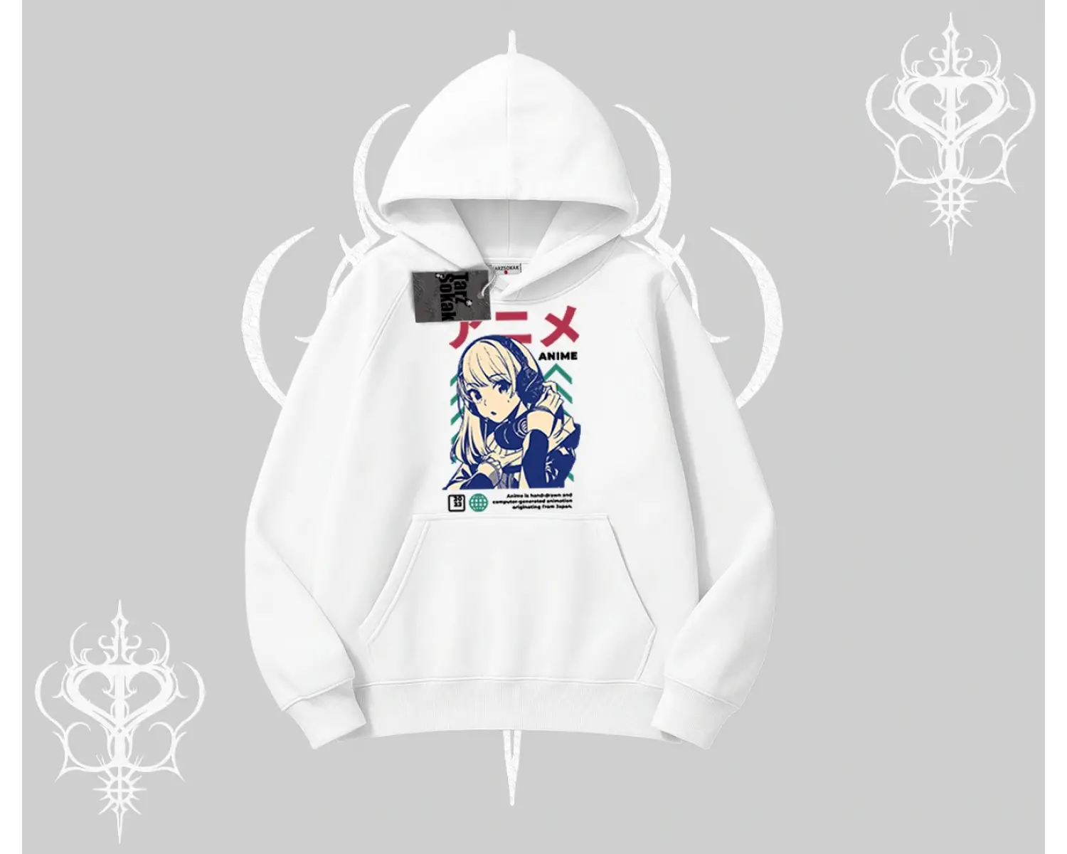 Kapşonlu Sweatshirt Anime Kız Desenli Japon Tarzı
