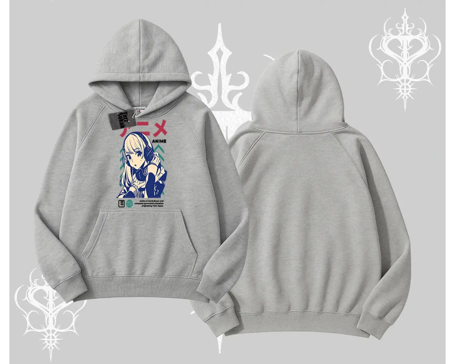 Kapşonlu Sweatshirt Anime Kız Desenli Japon Tarzı