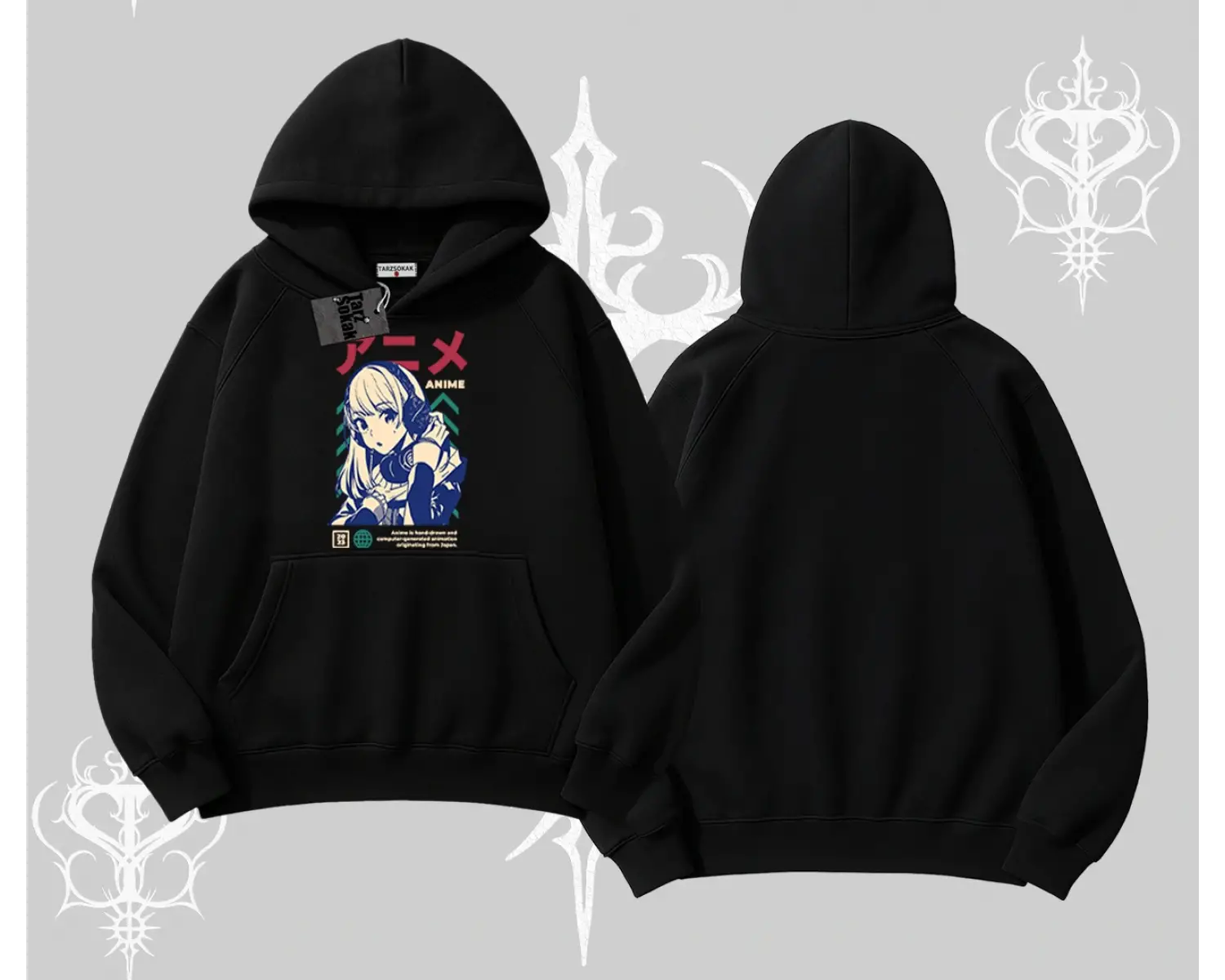 Kapşonlu Sweatshirt Anime Kız Desenli Japon Tarzı
