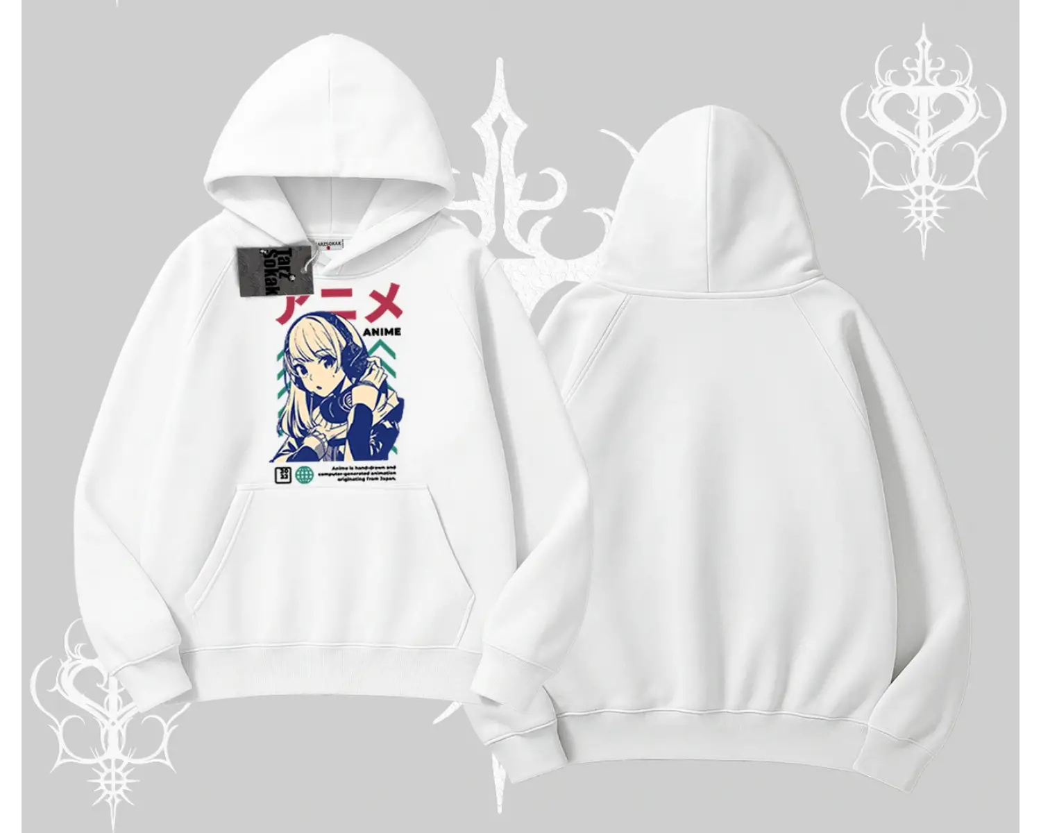 Kapşonlu Sweatshirt Anime Kız Desenli Japon Tarzı