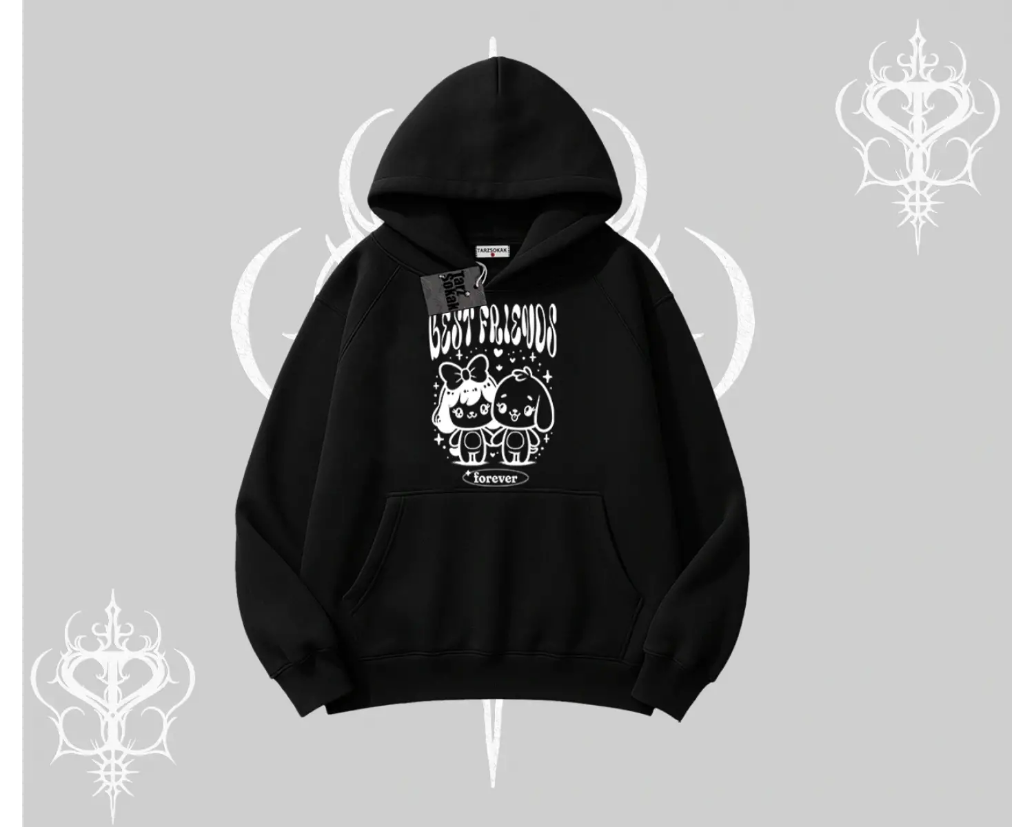 Kapşonlu Sweatshirt Best Friends Forever Baskılı Sevimli Tasarım