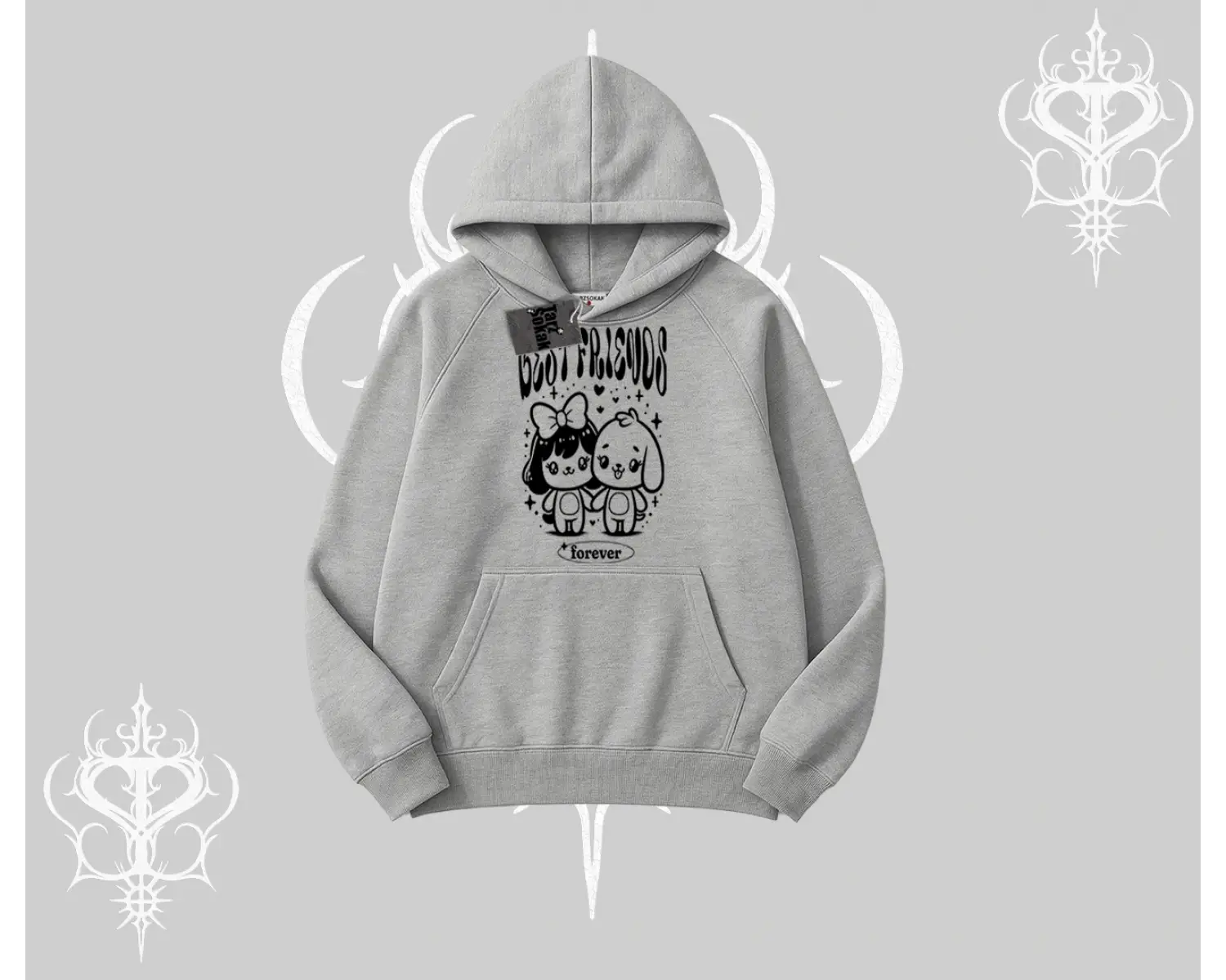 Kapşonlu Sweatshirt Best Friends Forever Baskılı Sevimli Tasarım