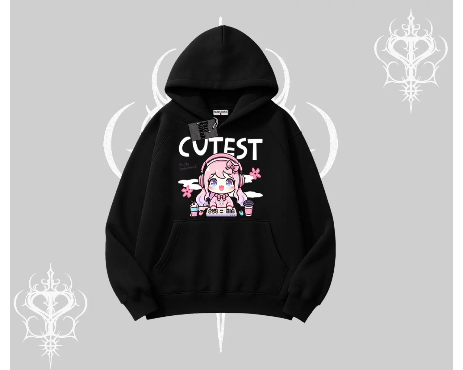 Kapşonlu Sweatshirt Cute Anime Gamer Girl Baskılı