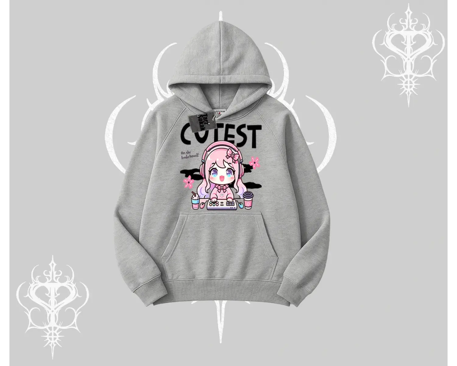 Kapşonlu Sweatshirt Cute Anime Gamer Girl Baskılı