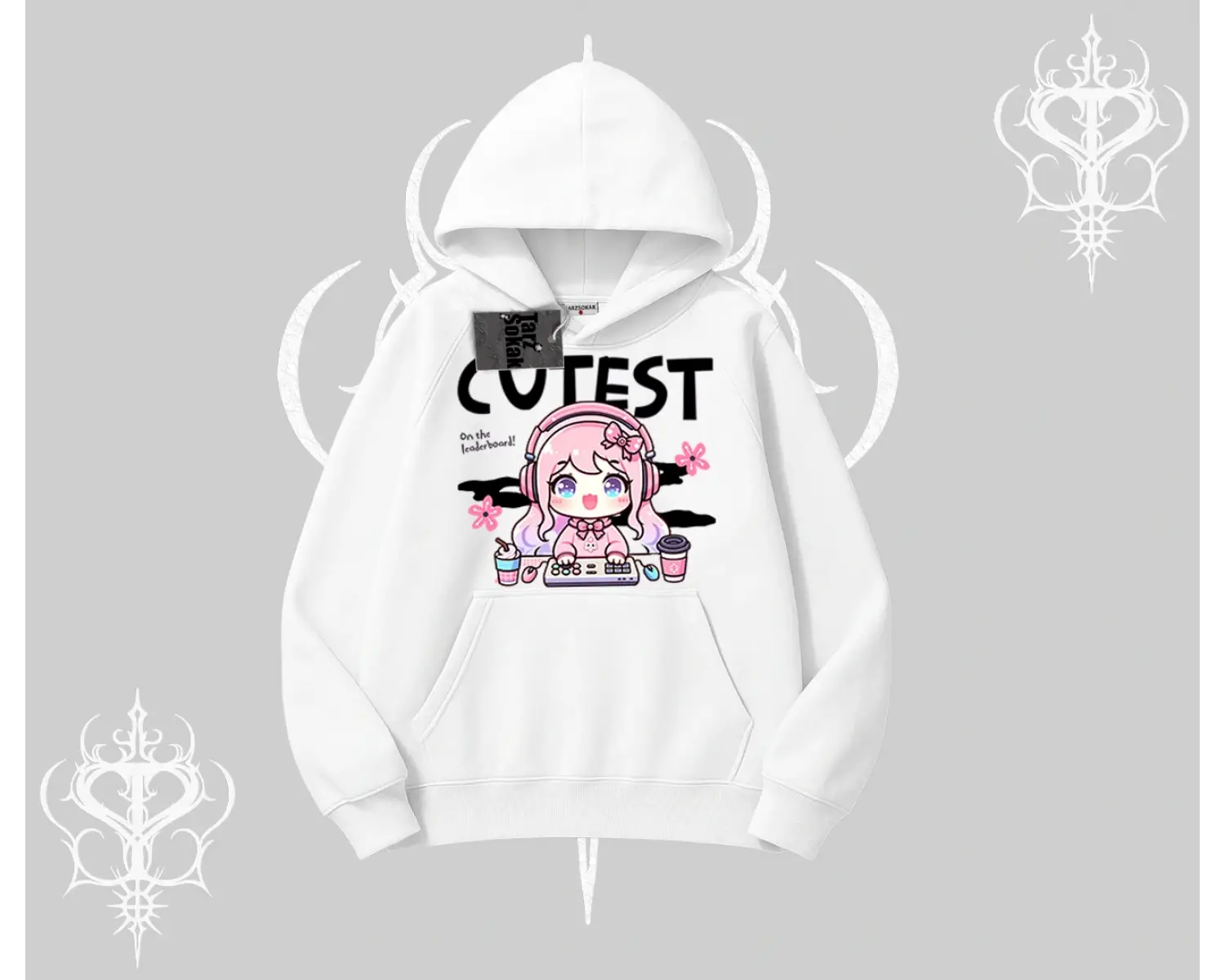 Kapşonlu Sweatshirt Cute Anime Gamer Girl Baskılı