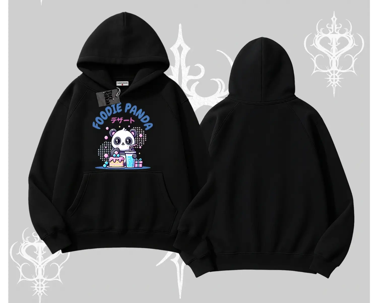 Kapşonlu Sweatshirt Foodie Panda Tatlı ve Sevimli Panda Baskılı