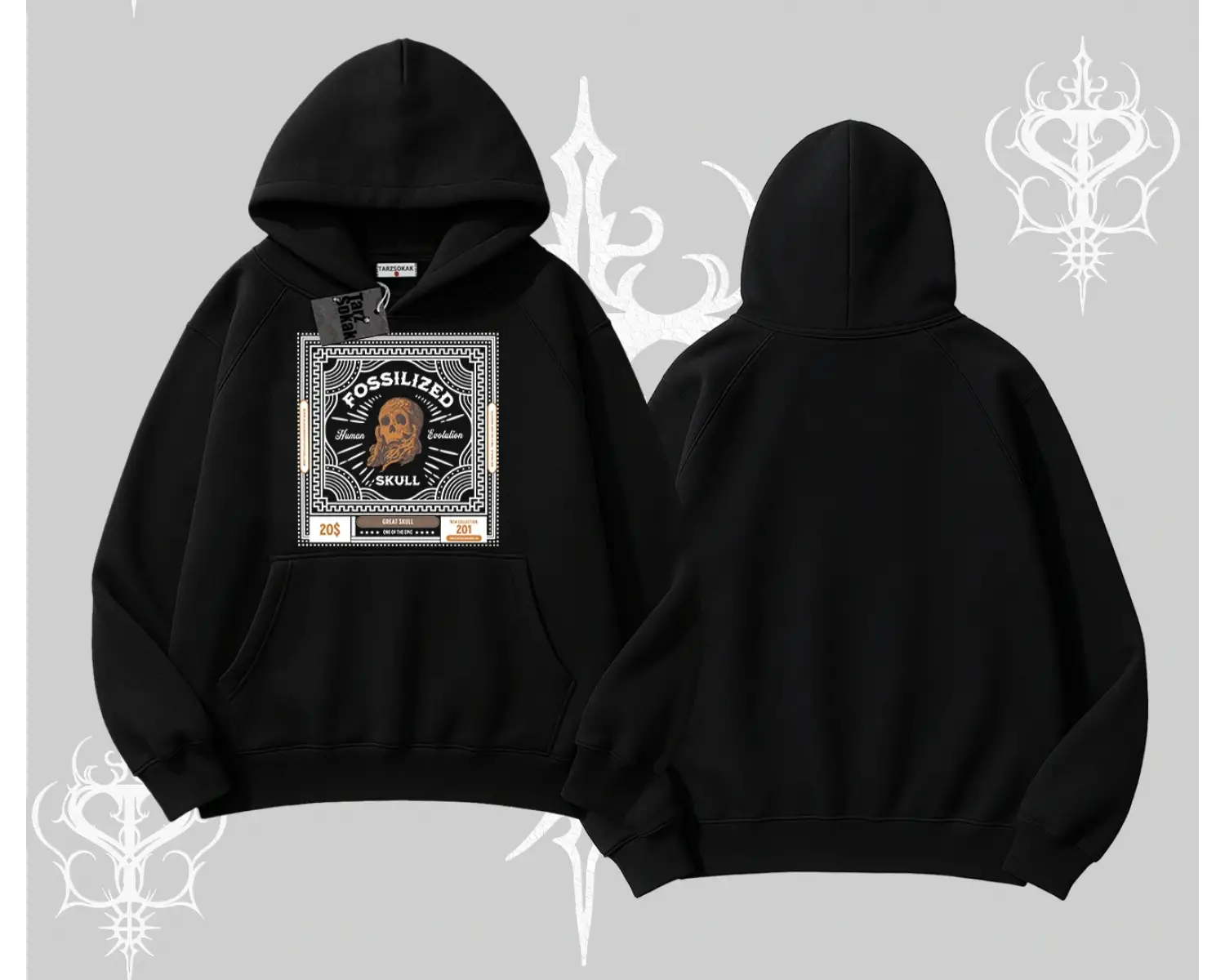 Kapşonlu Sweatshirt Fossilized Skull Underground Archive