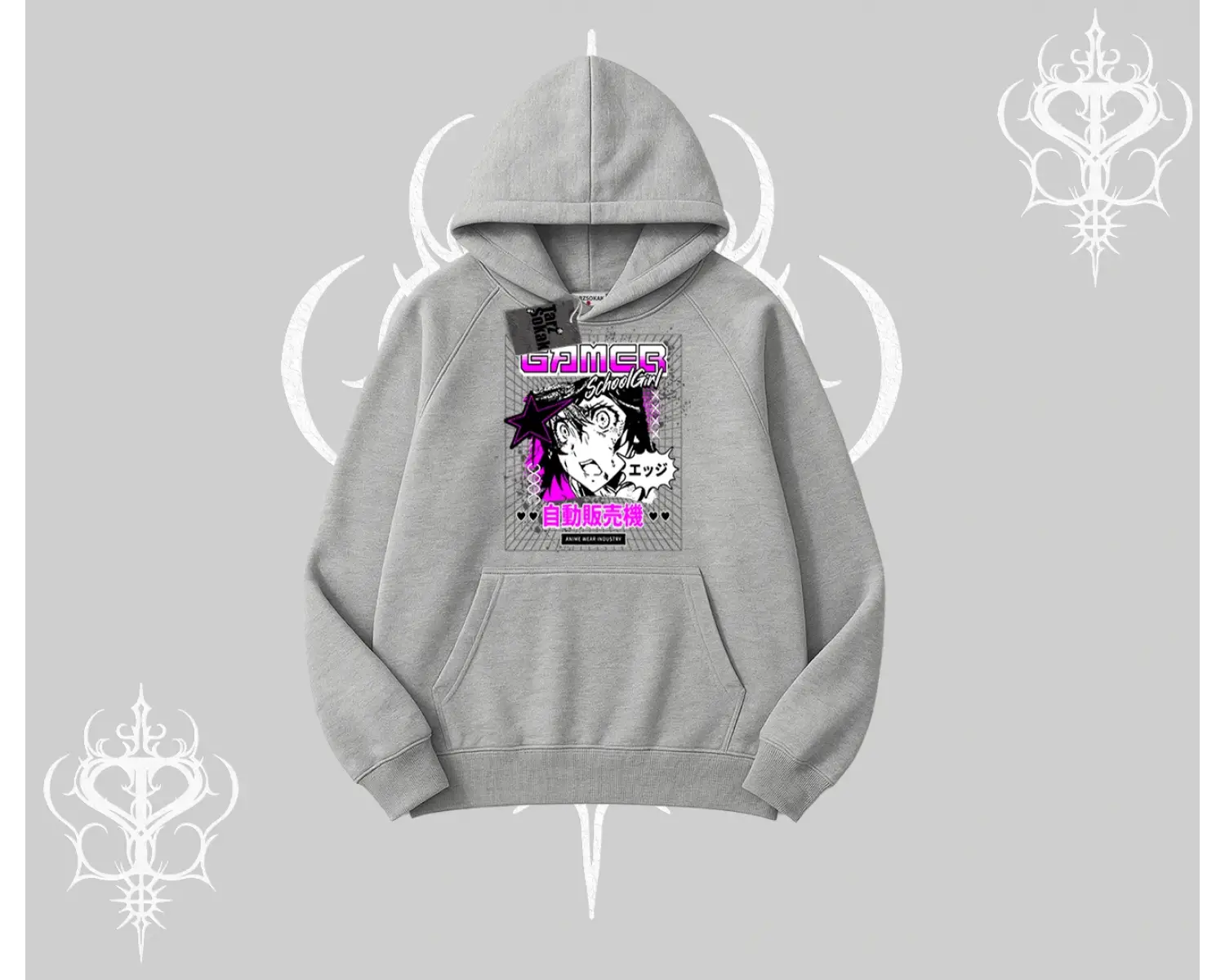 Kapşonlu Sweatshirt Games Schoolgirl Anime Baskılı