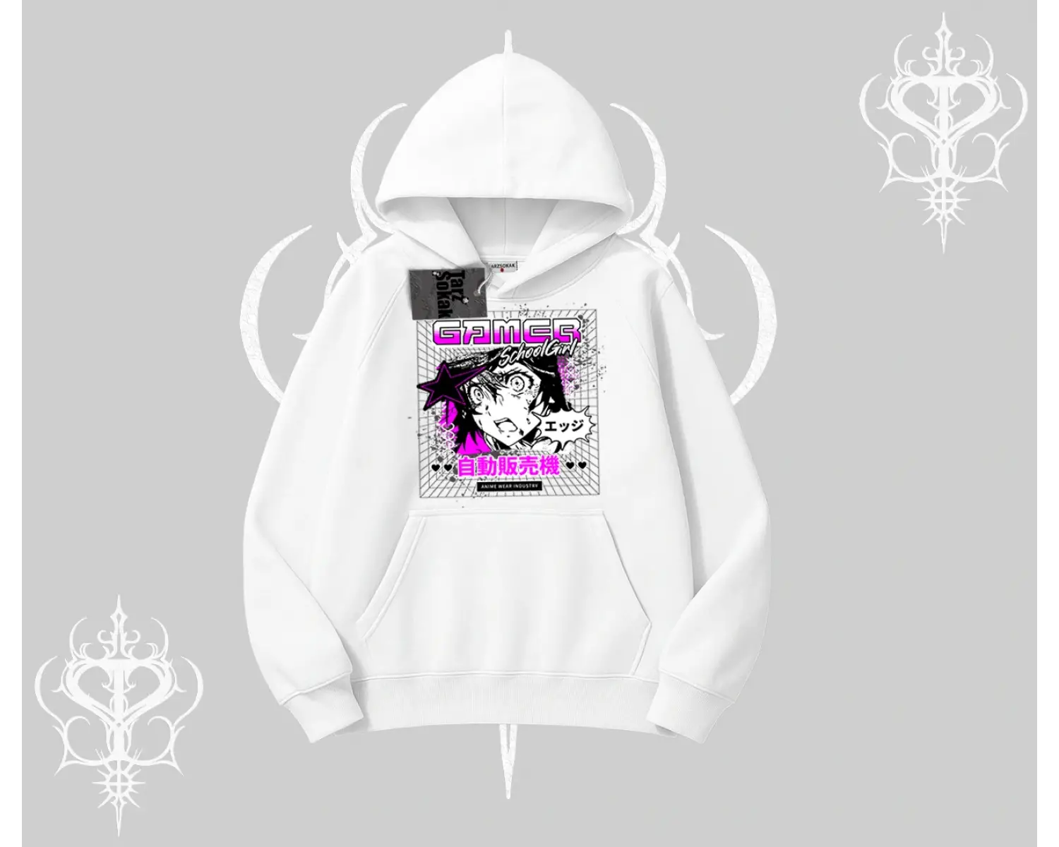 Kapşonlu Sweatshirt Games Schoolgirl Anime Baskılı