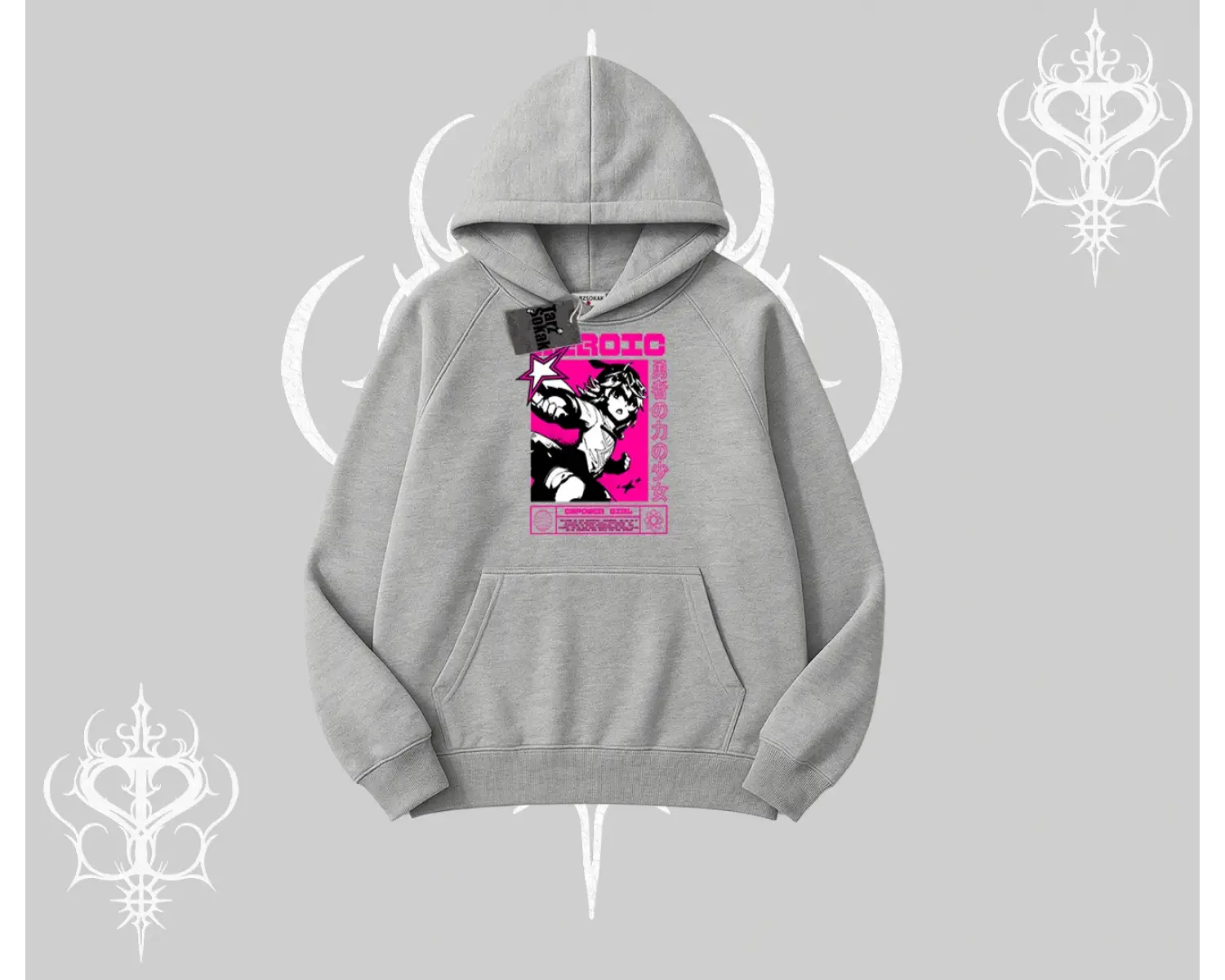 Kapşonlu Sweatshirt Heroic Anime Girl Japon Stil Grafik Baskılı