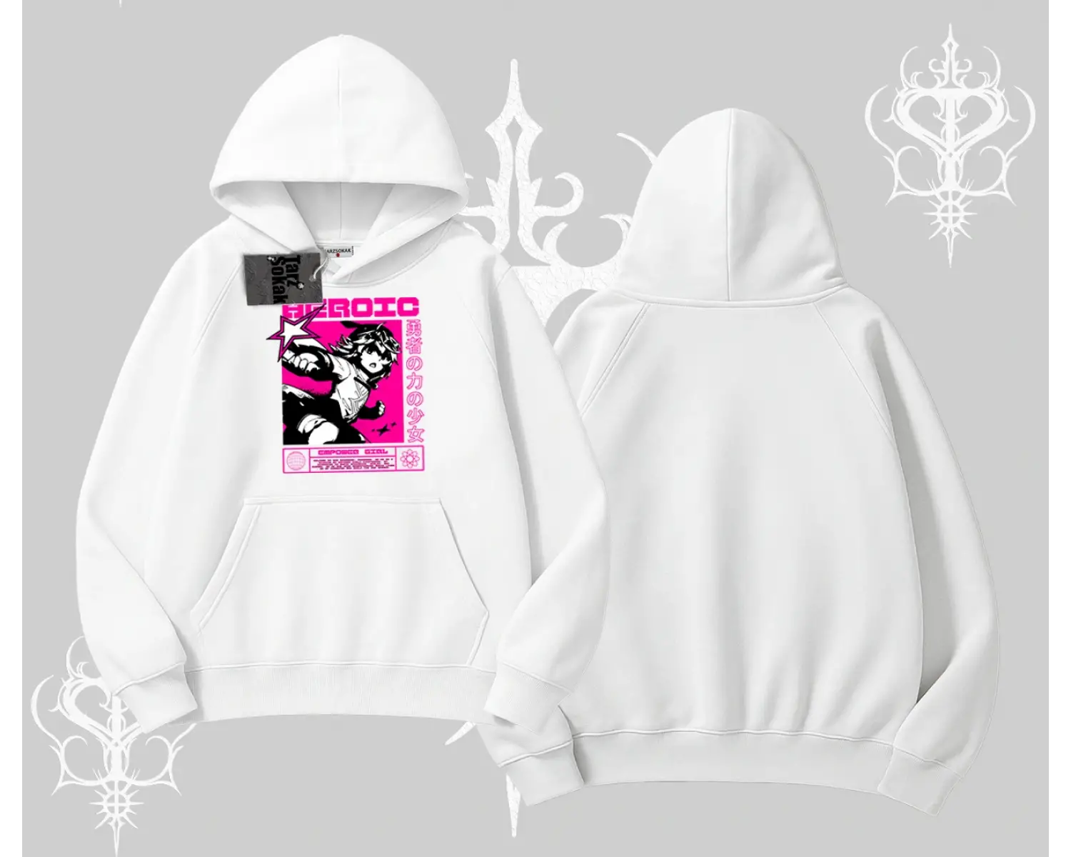 Kapşonlu Sweatshirt Heroic Anime Girl Japon Stil Grafik Baskılı