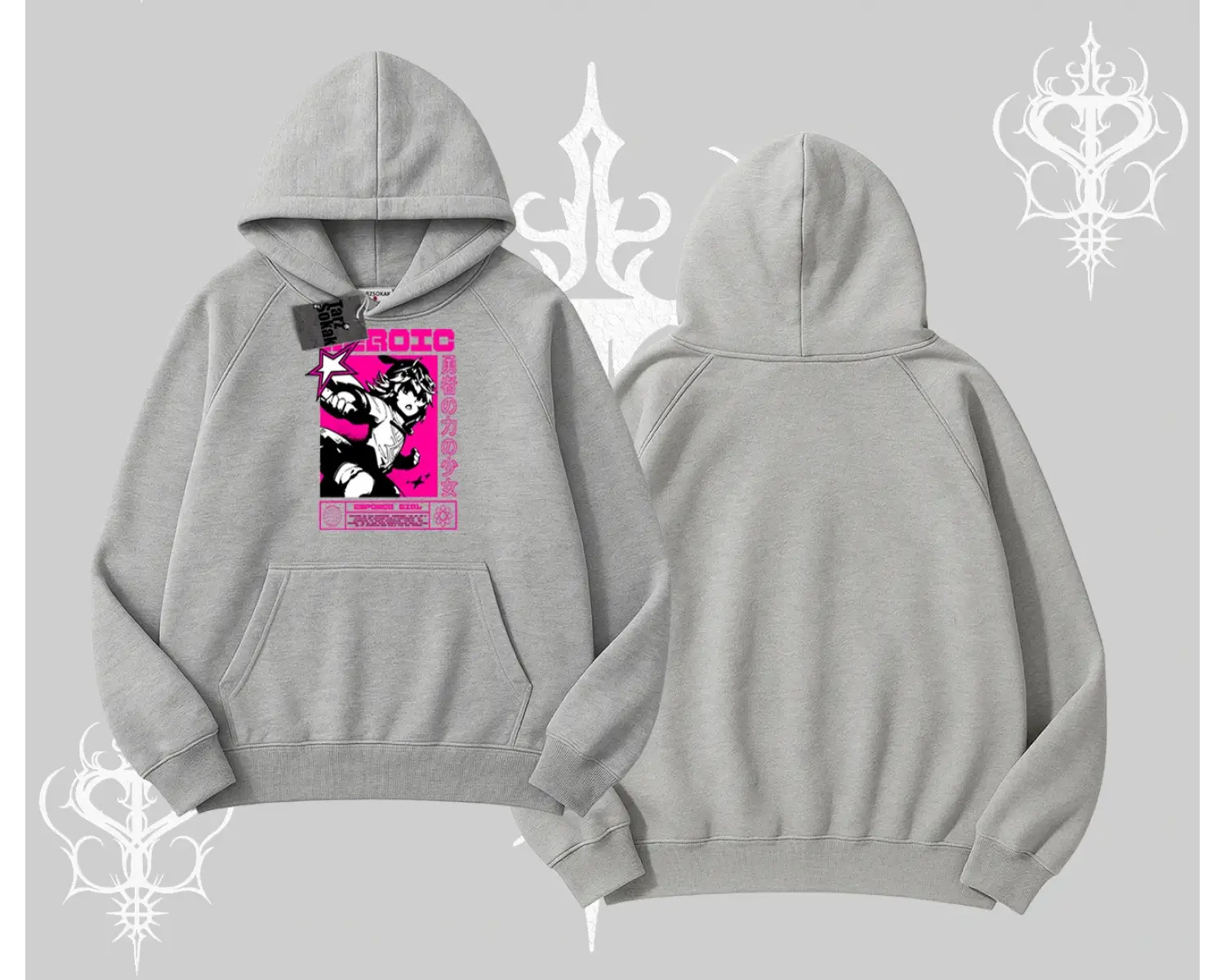 Kapşonlu Sweatshirt Heroic Anime Girl Japon Stil Grafik Baskılı